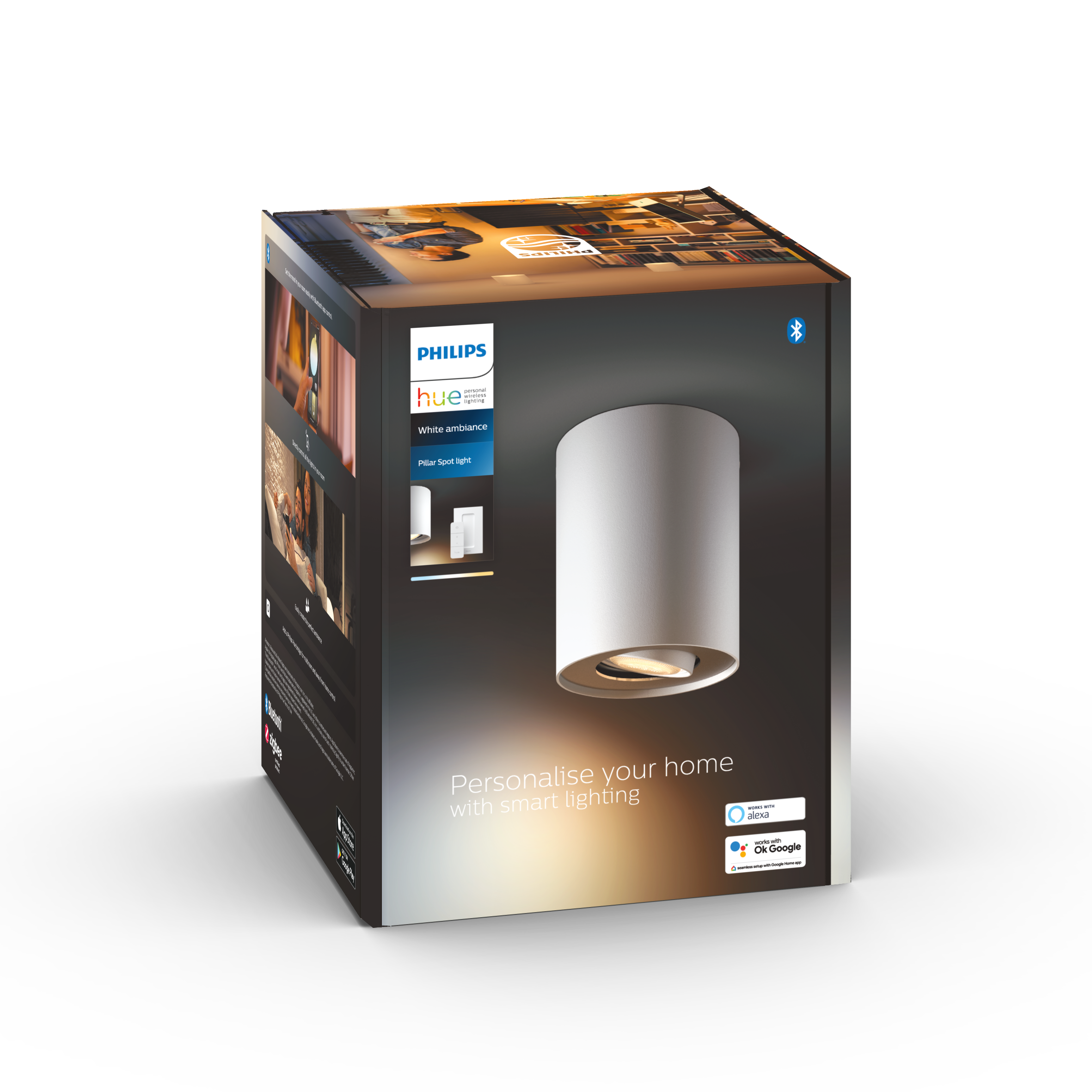 *Philips Hue White Amb. Pillar Spot 1 flg. weiß 350lm inkl. Dimmschalter