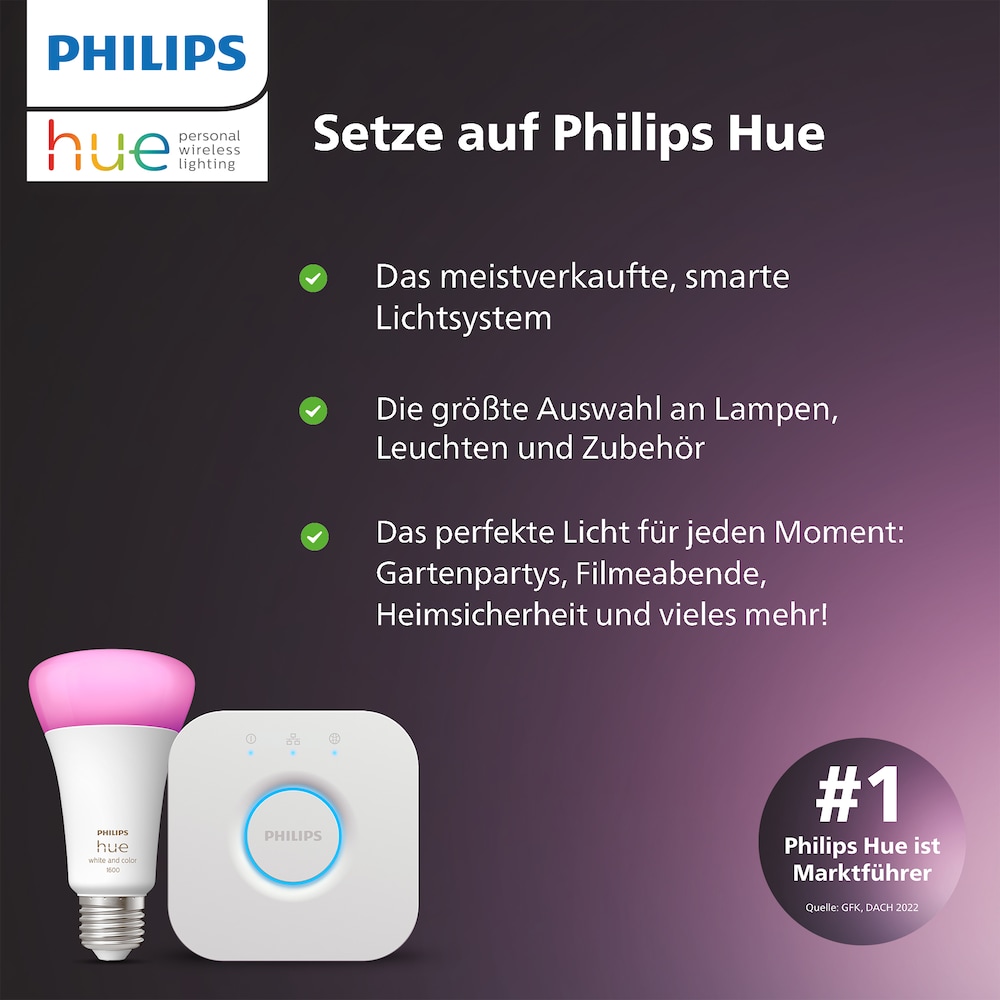 Philips Hue White Ambiance Aurelle Deckenleuchte weiß + Dimmschalter •  60x60cm ++ Cyberport