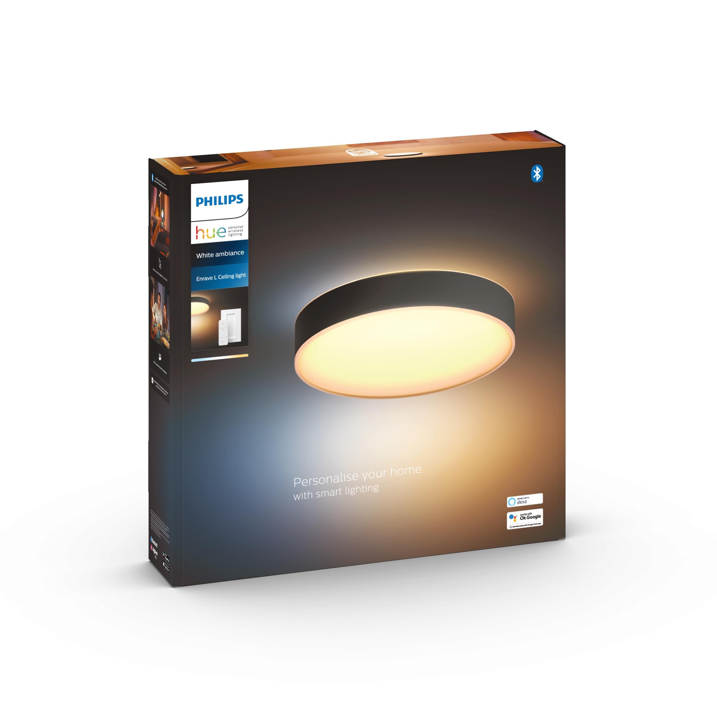 Philips Hue White Ambiance Enrave Deckenleuchte L sw 4500lm inkl. Dimmschalter