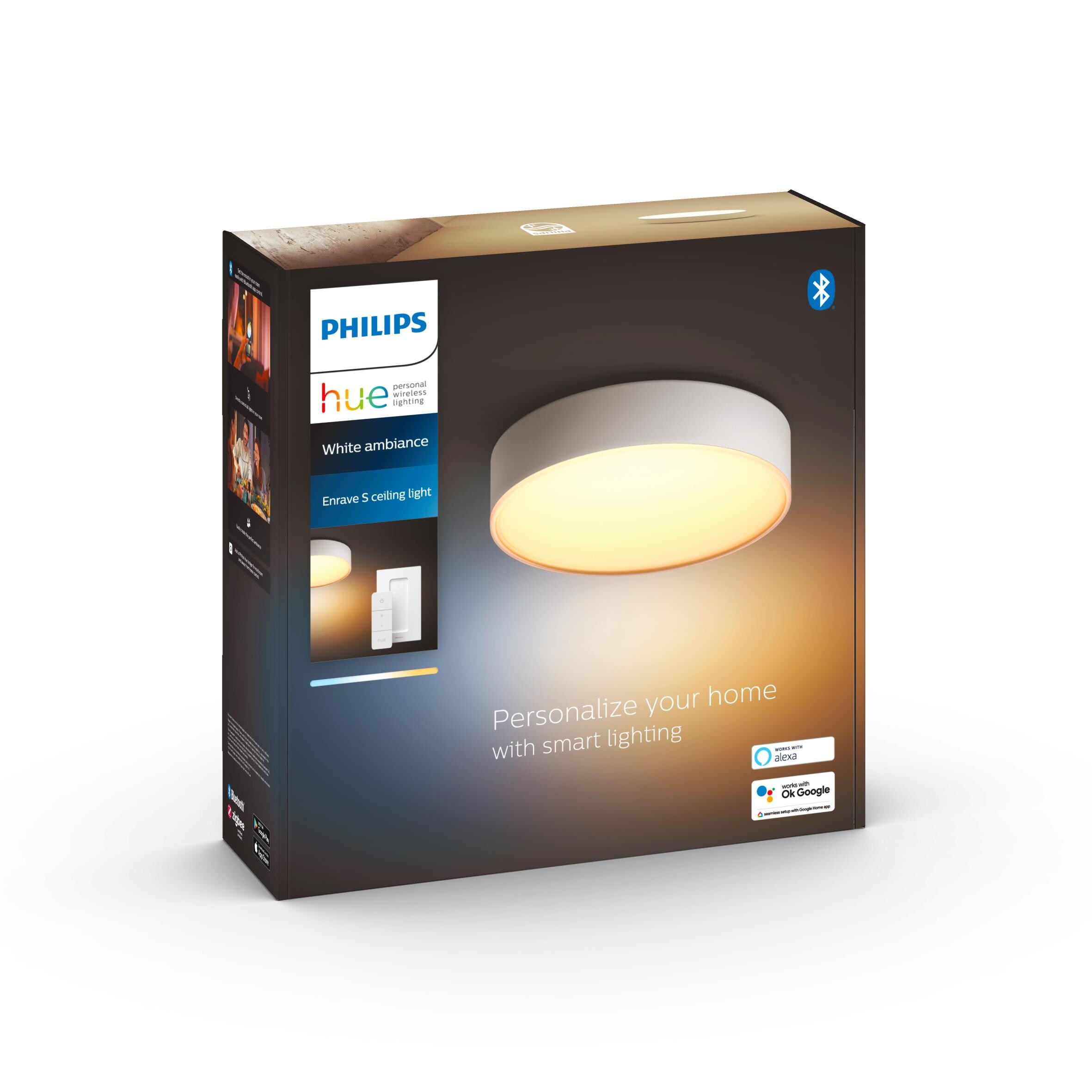 Philips Hue White Ambiance Enrave Deckenleuchte S wh 1200lm inkl. Dimmschalter