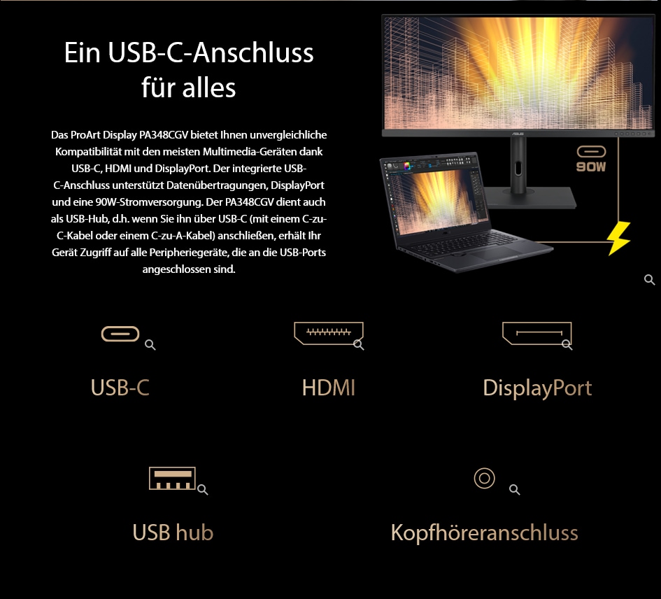 ASUS ProArt PA348CGV 86,4cm (34") UWQHD IPS Monitor 21:9 HDMI/DP/USB-C PD90W 2ms