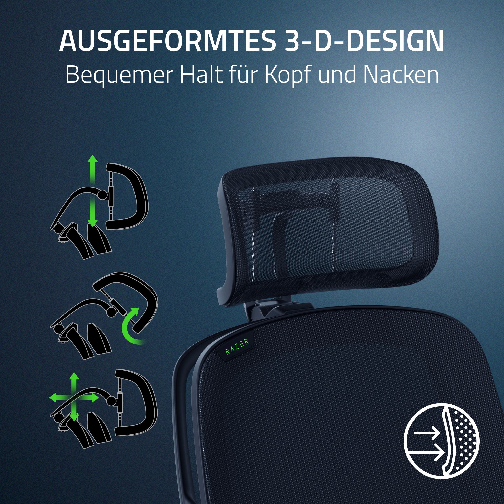 RAZER Fujin Headrest - Abnehmbare Mesh-Kopfstütze für Razer Fujin