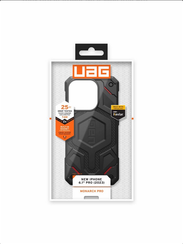 UAG Urban Armor Gear Monarch MagSafe Case Apple iPhone 15 Pro kevlar schwarz