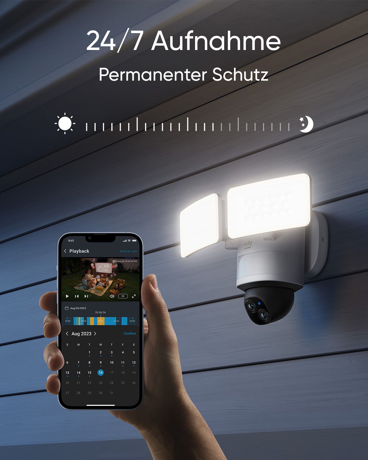 eufy Security Floodlight Cam E340, Dual-Sicherheitskamera, weiß