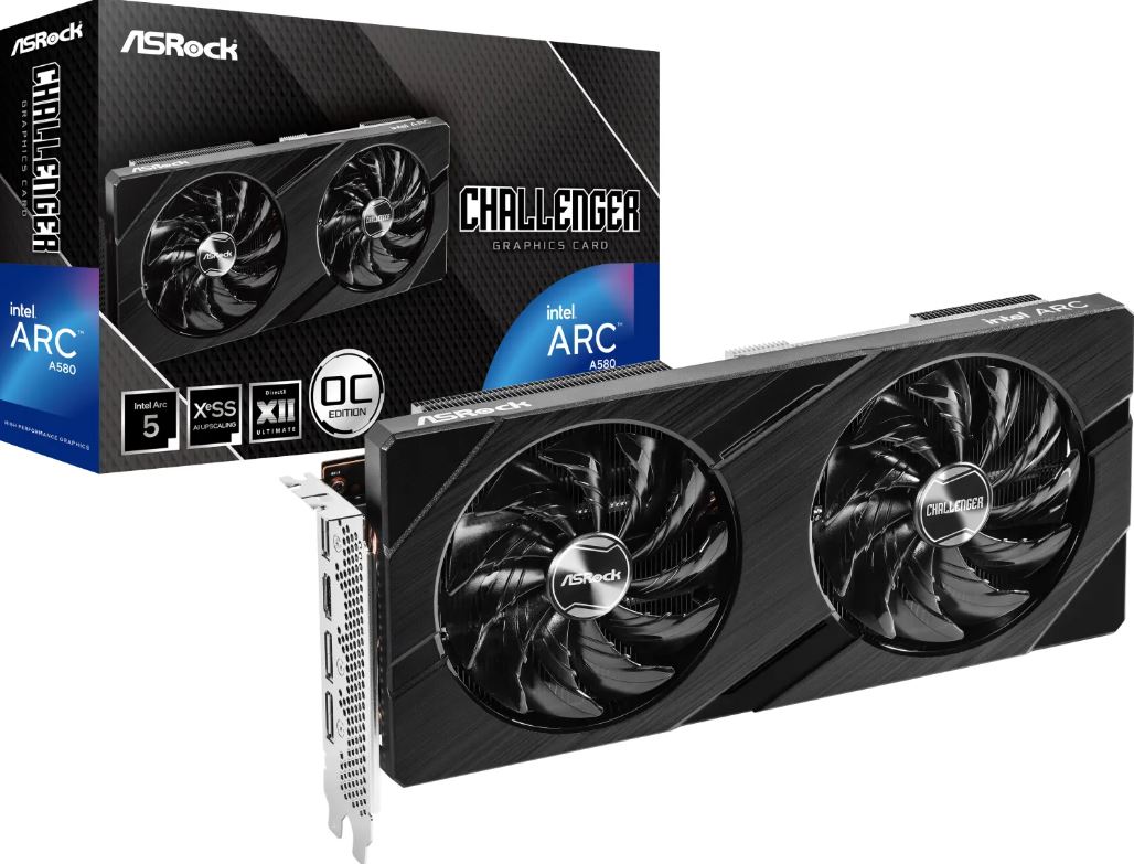 ASROCK Intel Arc A580 Challenger OC Grafikkarte 8GB GDDR6 1xHDMI 3x DP