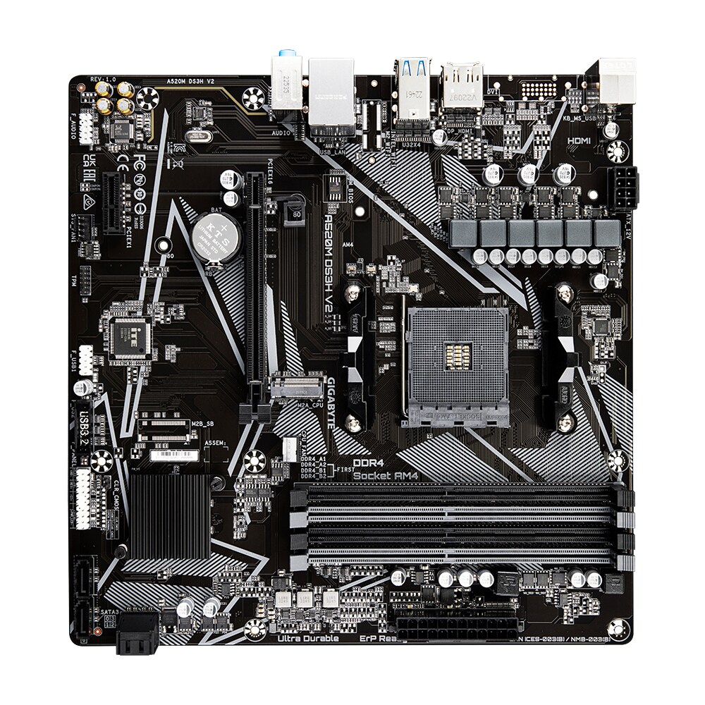 Gigabyte A520M DS3H V2 mATX Mainboard Sockel AM4 HDMI/DP/M.2/SATA