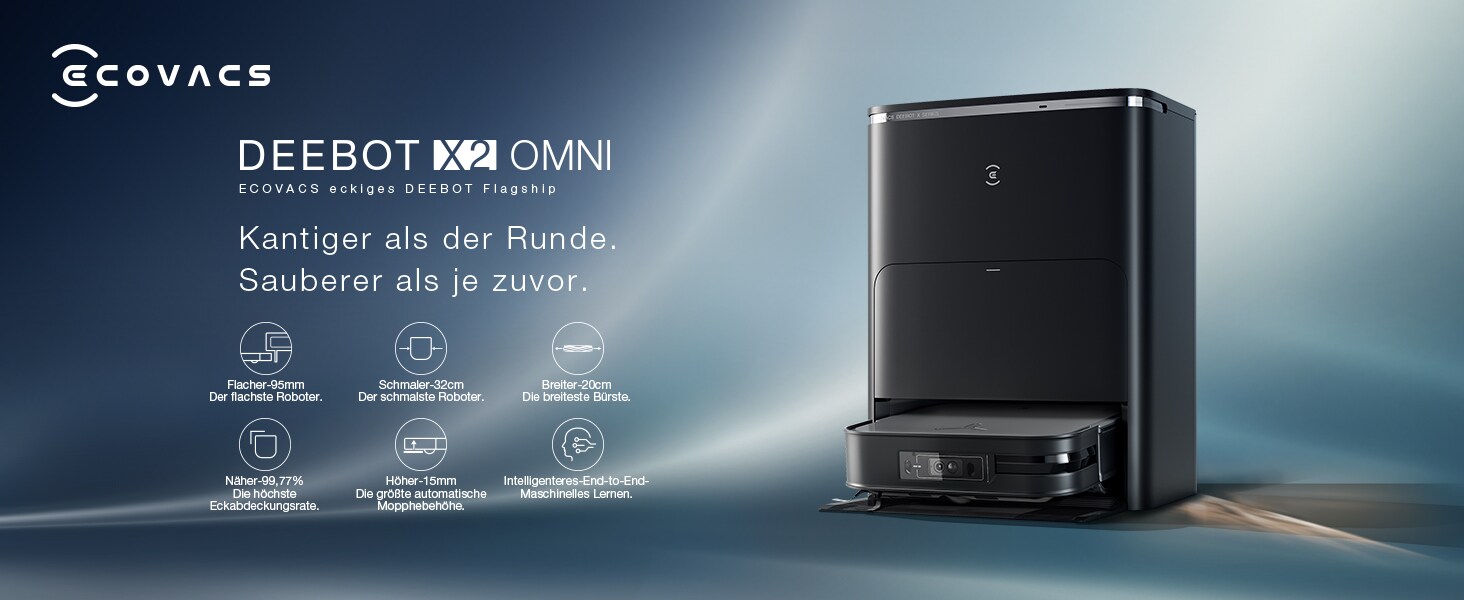 ECOVACS X2 OMNI Saugroboter mit Wischfunktion, 8000Pa, OMNI Reinigungstation