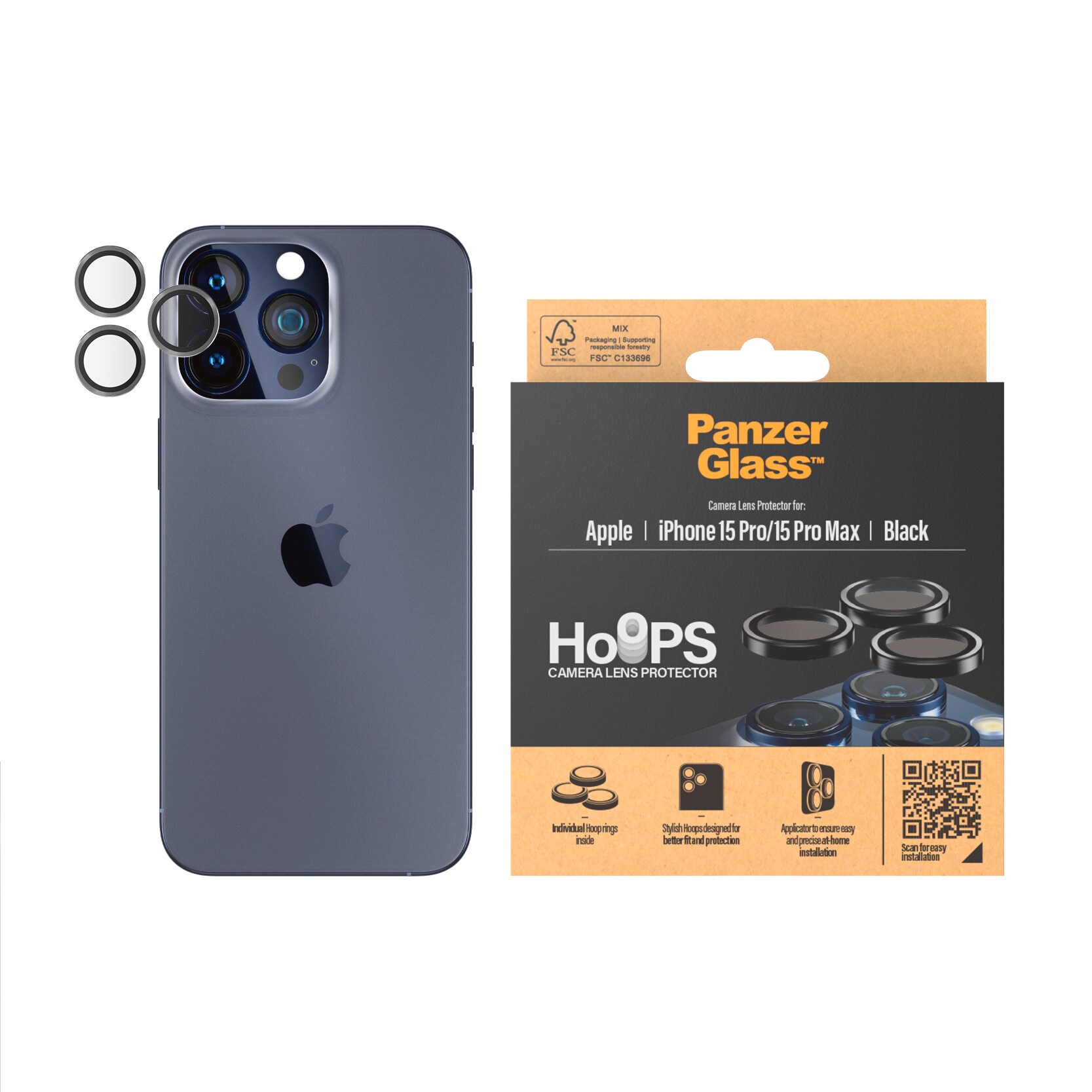 PanzerGlass Hoops Kameraschutz iPhone 15 Pro/15 Pro Max