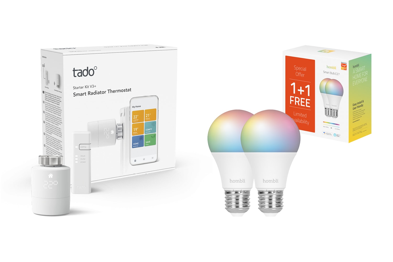 tado° SRT StarterKit V3+/ Hombli 2x LED Bulb E27 RGB