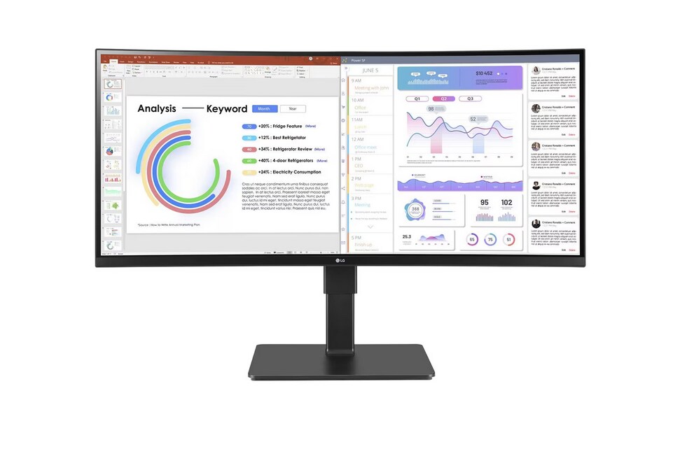 LG 34BN670P-B 86.7cm (34") UWQHD 21:9 IPS curved Monitor HDMI/DP/USB-C, Webcam