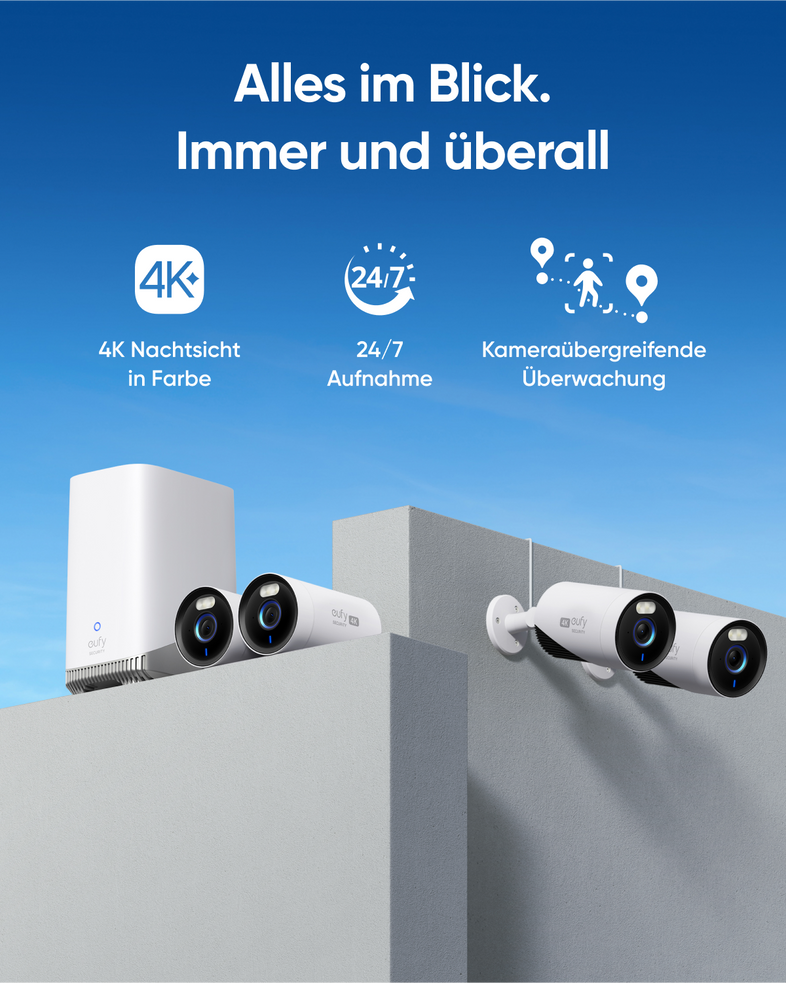 eufy E330 Überwachungskamera Set 2+1 4K Outdoor NVR 1TB lokaler Speicher