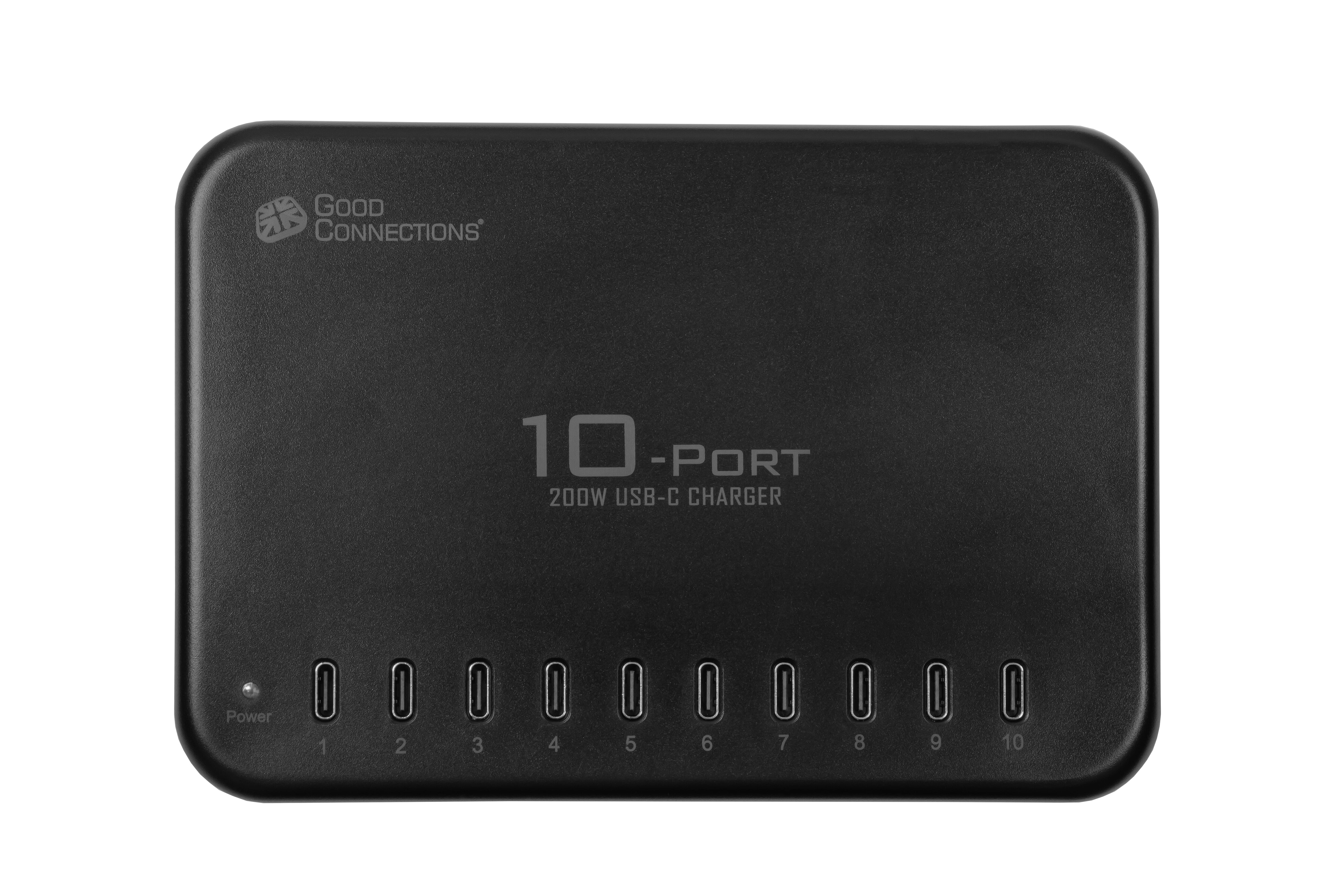 GC USB-Desktop-Schnellladestation 200W, 10-Port (10x USB-C™), schwarz