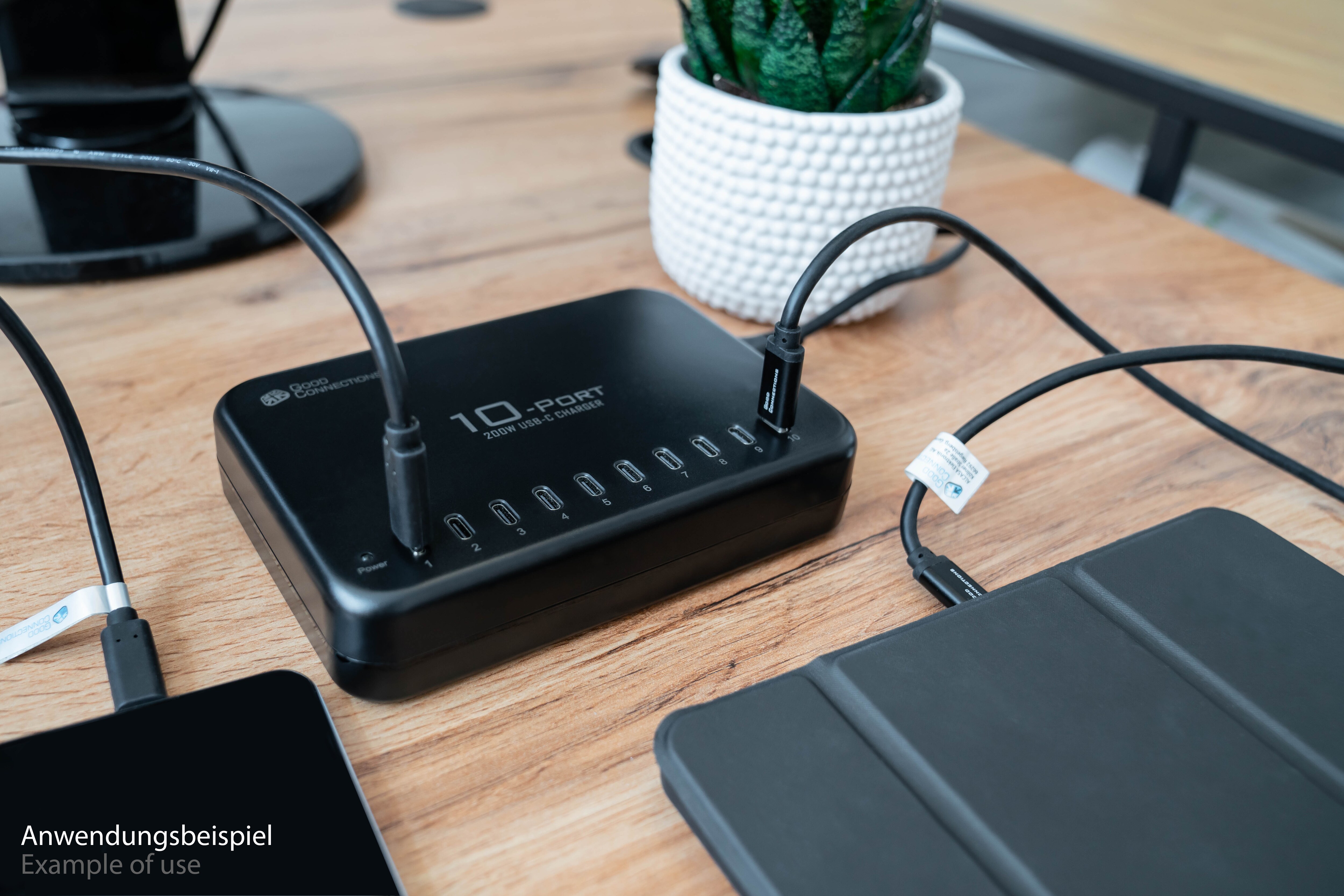 GC USB-Desktop-Schnellladestation 200W, 10-Port (10x USB-C™), schwarz