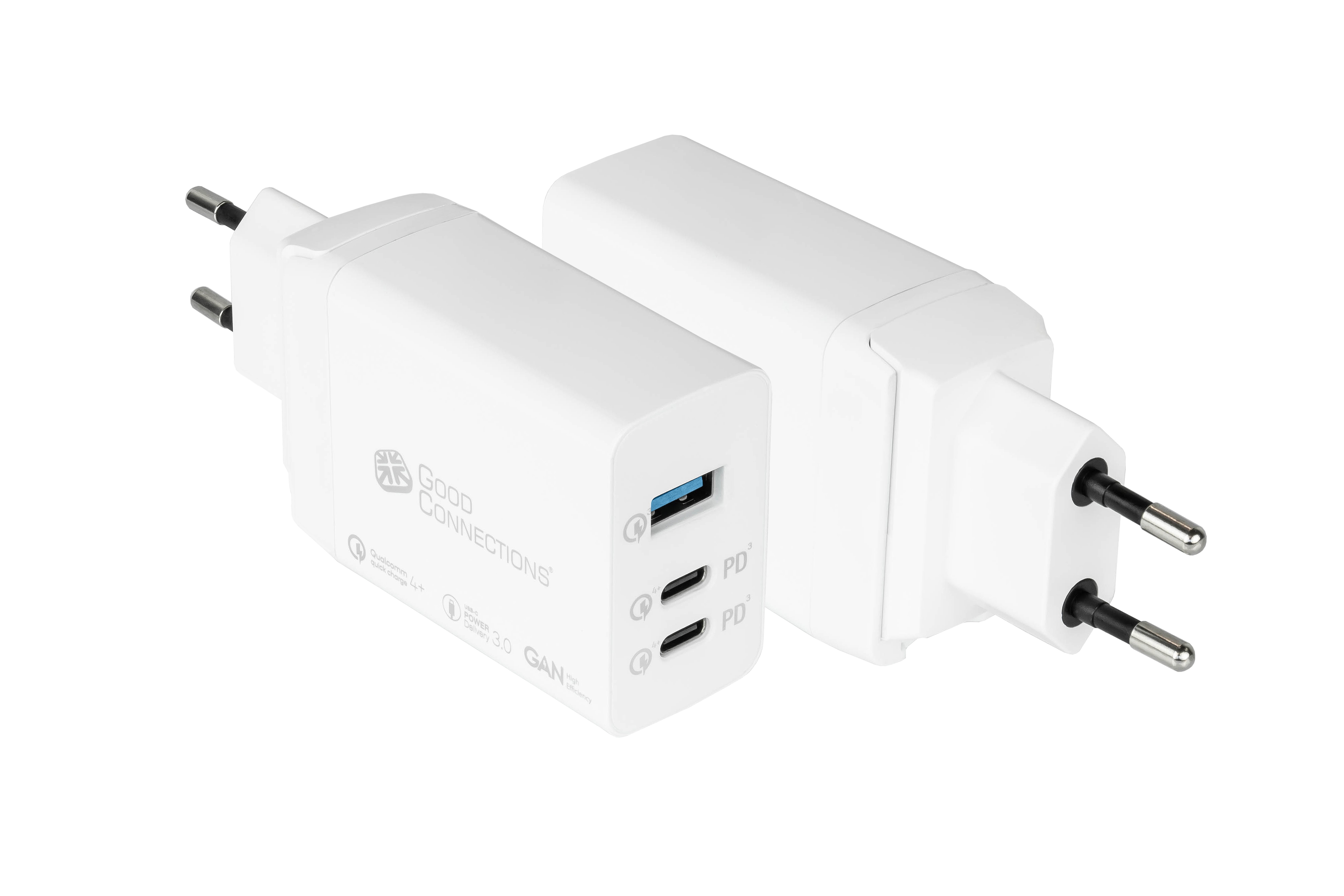 GC USB-Schnellladegerät 65W mit GaN-Technologie, 2xUSB-C+1xUSB-A, PD 3.0, QC 3.0