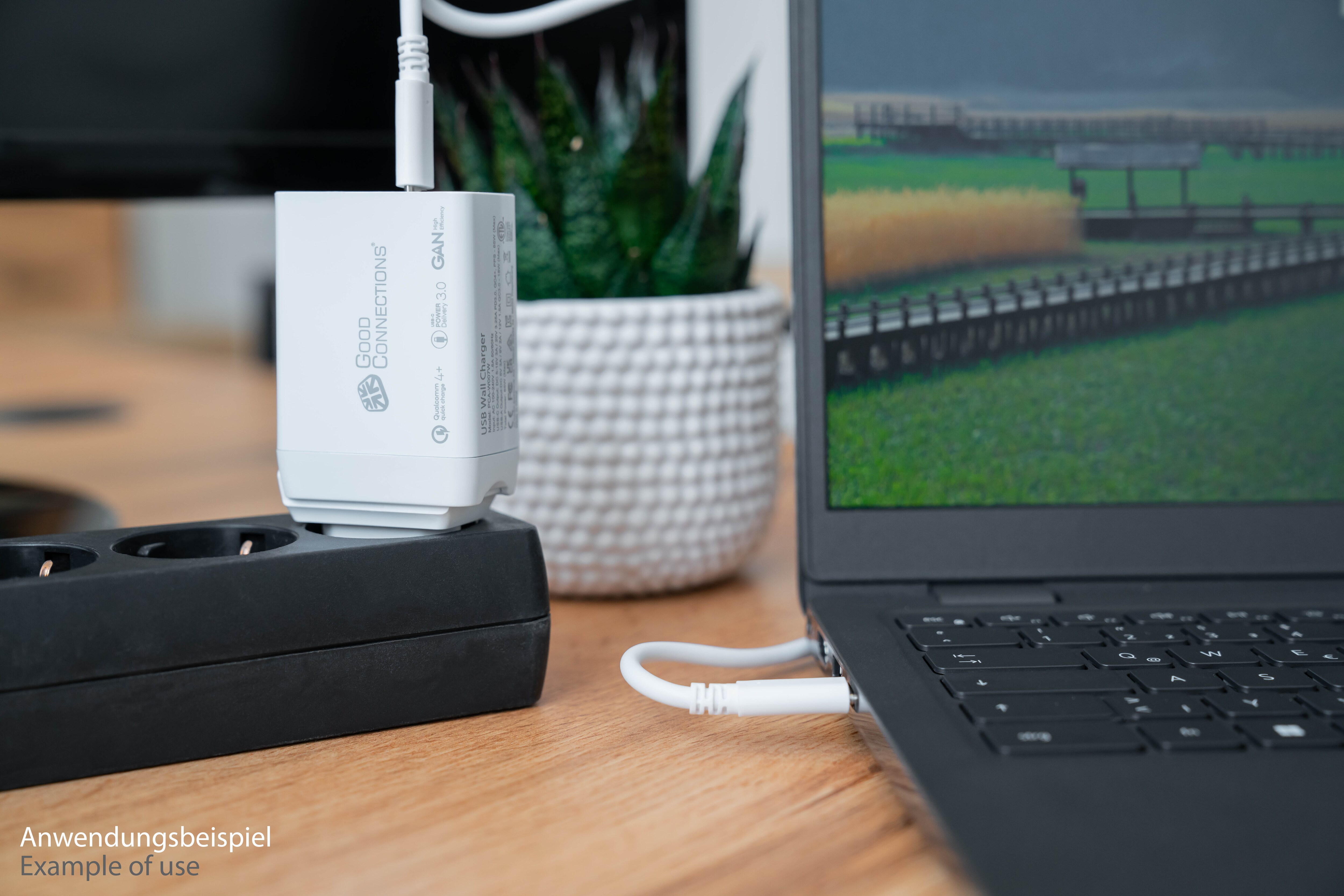 GC USB-Schnellladegerät 65W mit GaN-Technologie, 2xUSB-C+1xUSB-A, PD 3.0, QC 3.0