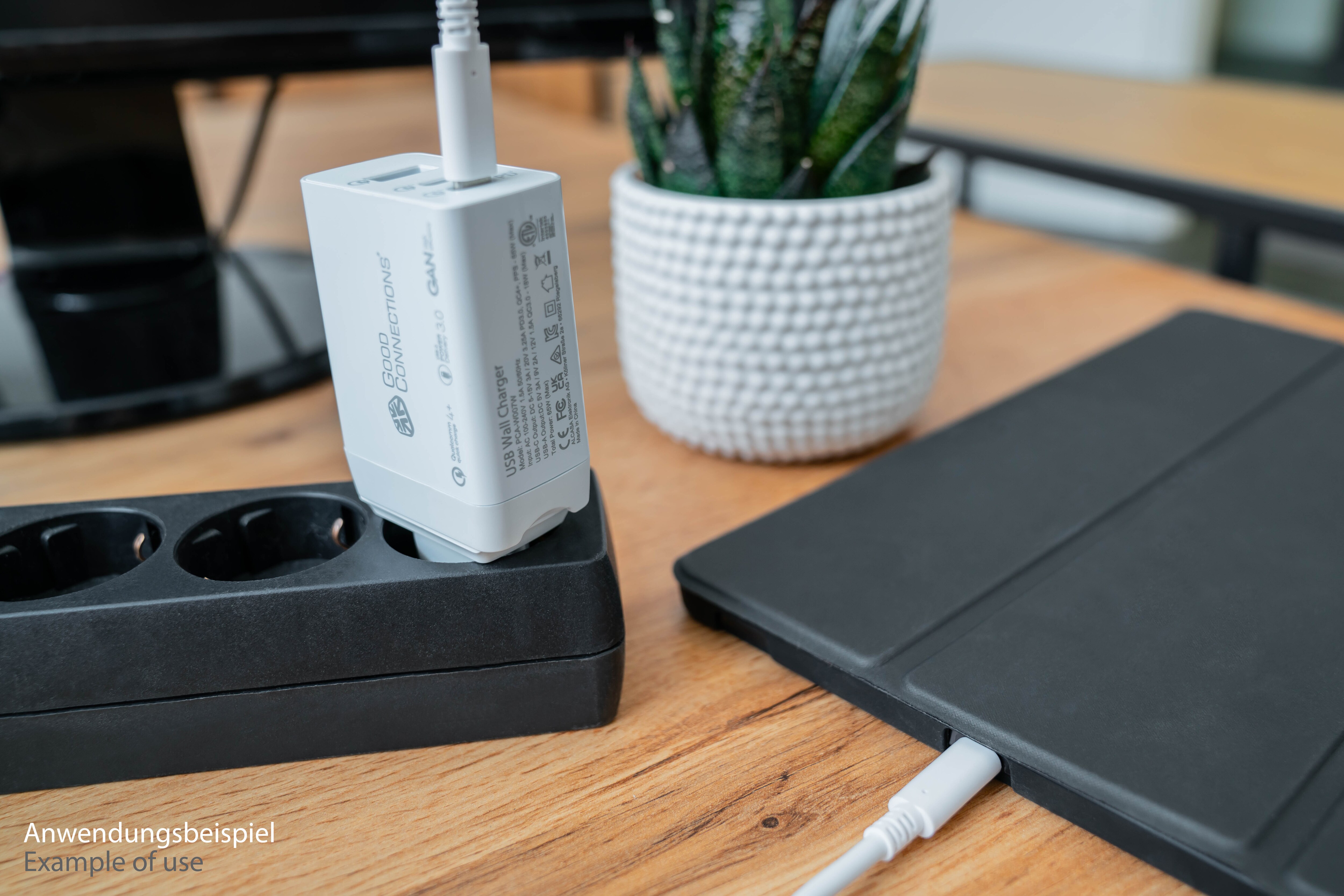 GC USB-Schnellladegerät 65W mit GaN-Technologie, 2xUSB-C+1xUSB-A, PD 3.0, QC 3.0