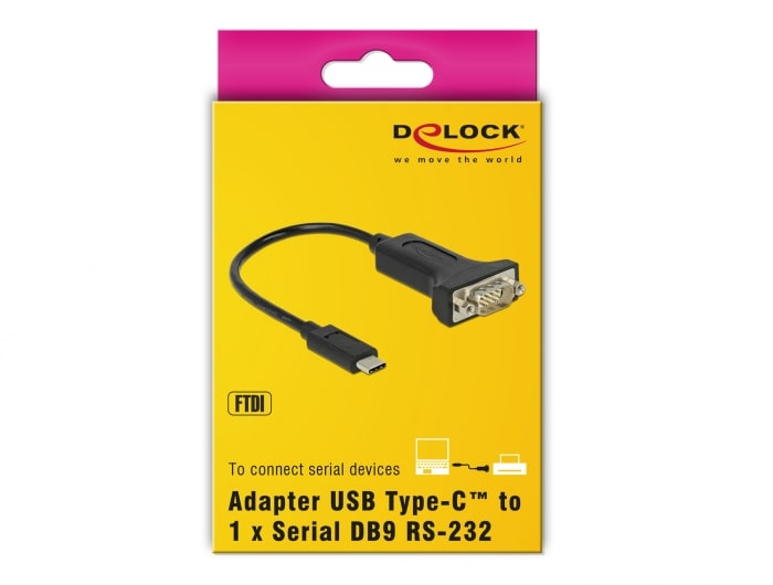 Delock Adapter USB Type-C™ &gt; 1 x Seriell DB9 RS-232 15cm schwarz