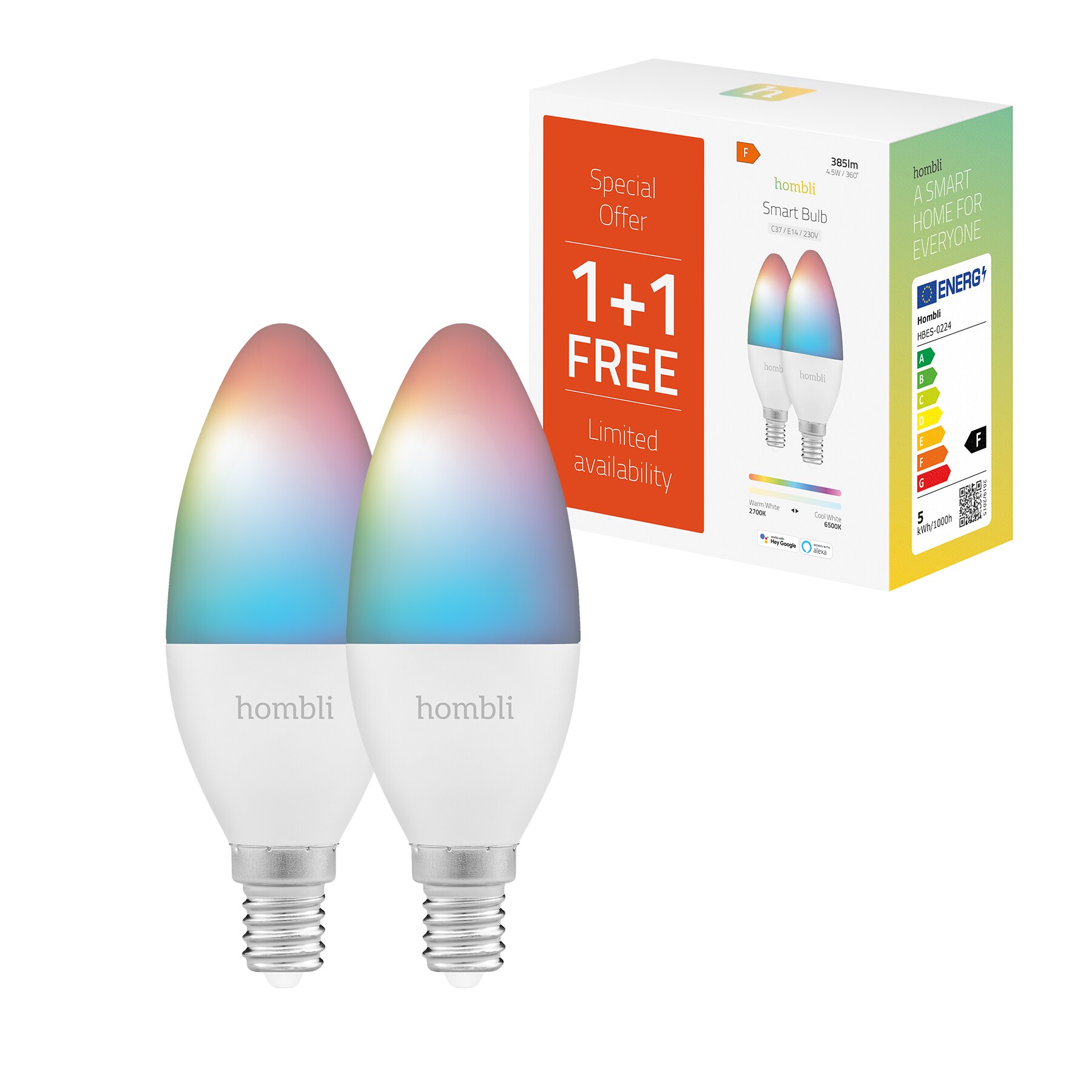 Hombli smarte Glühbirne, 4,5W, E14, RGB