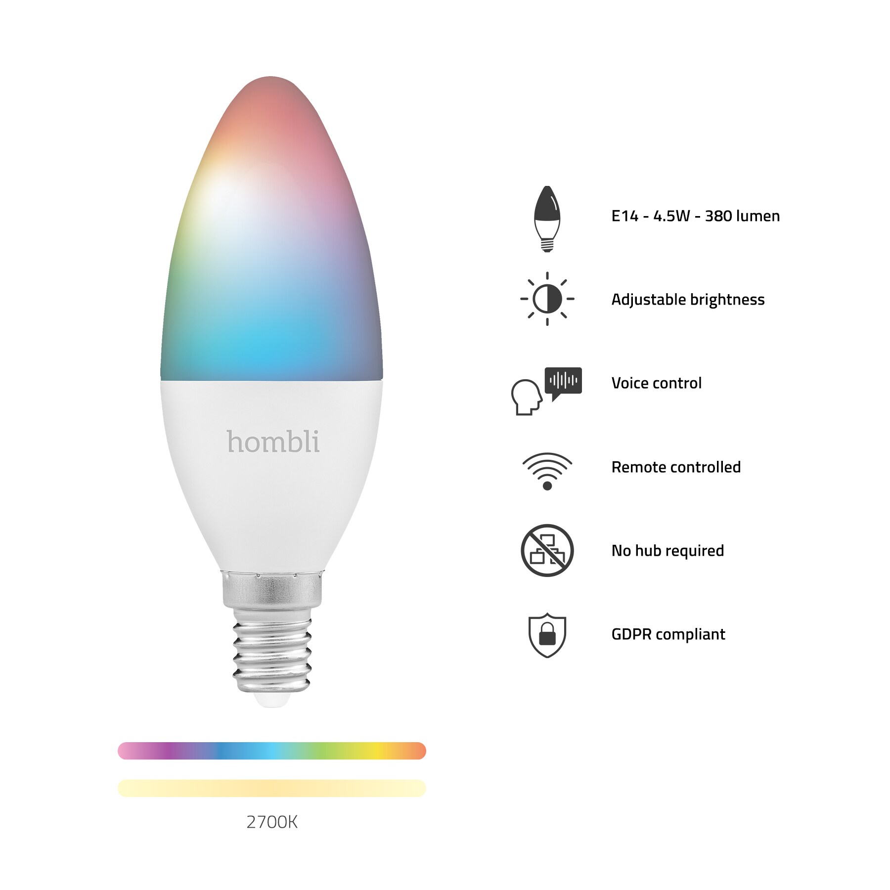 Hombli smarte Glühbirne, 4,5W, E14, RGB