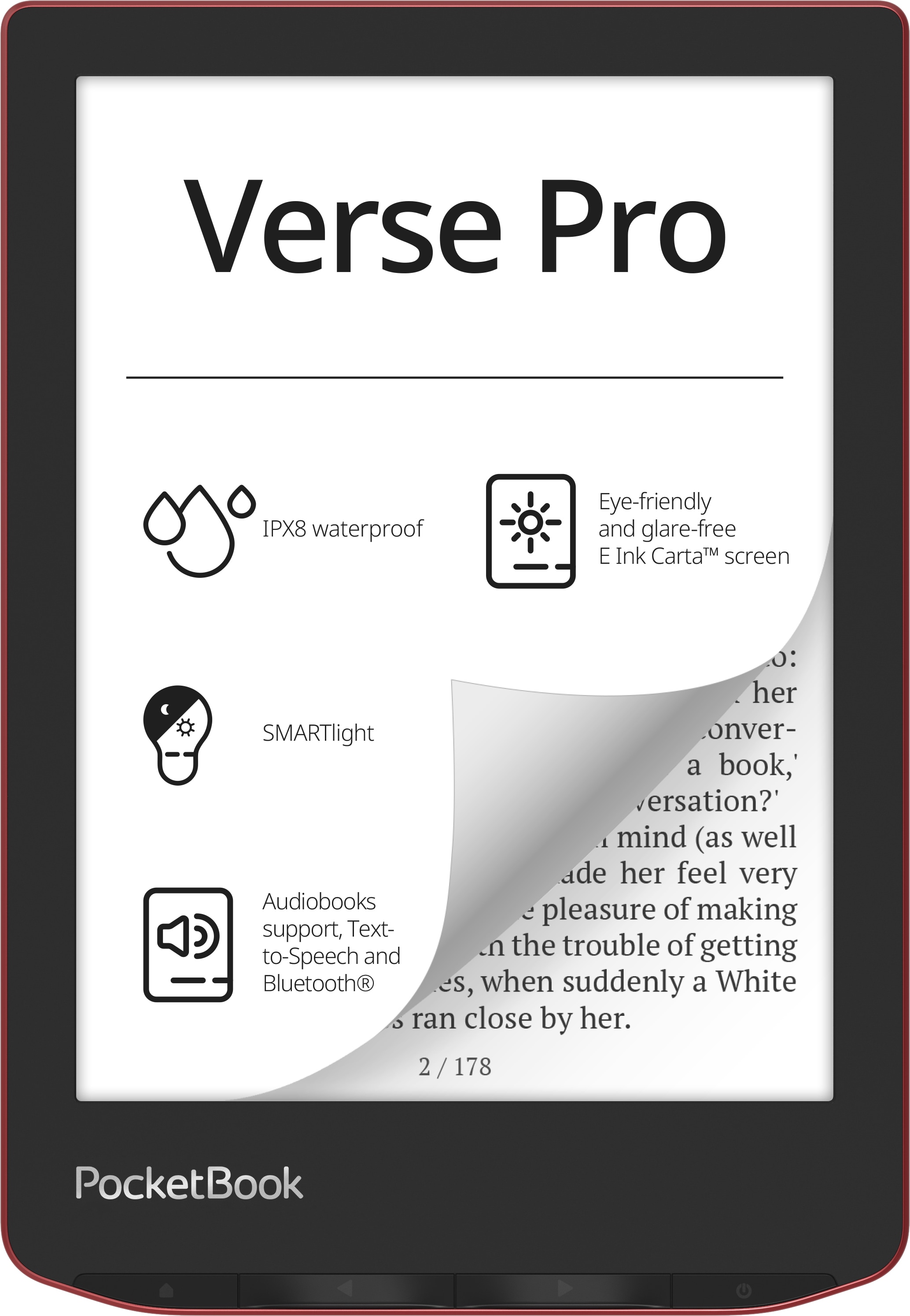 PocketBook Verse Pro eReader passion red mit 300 DPI 16 GB