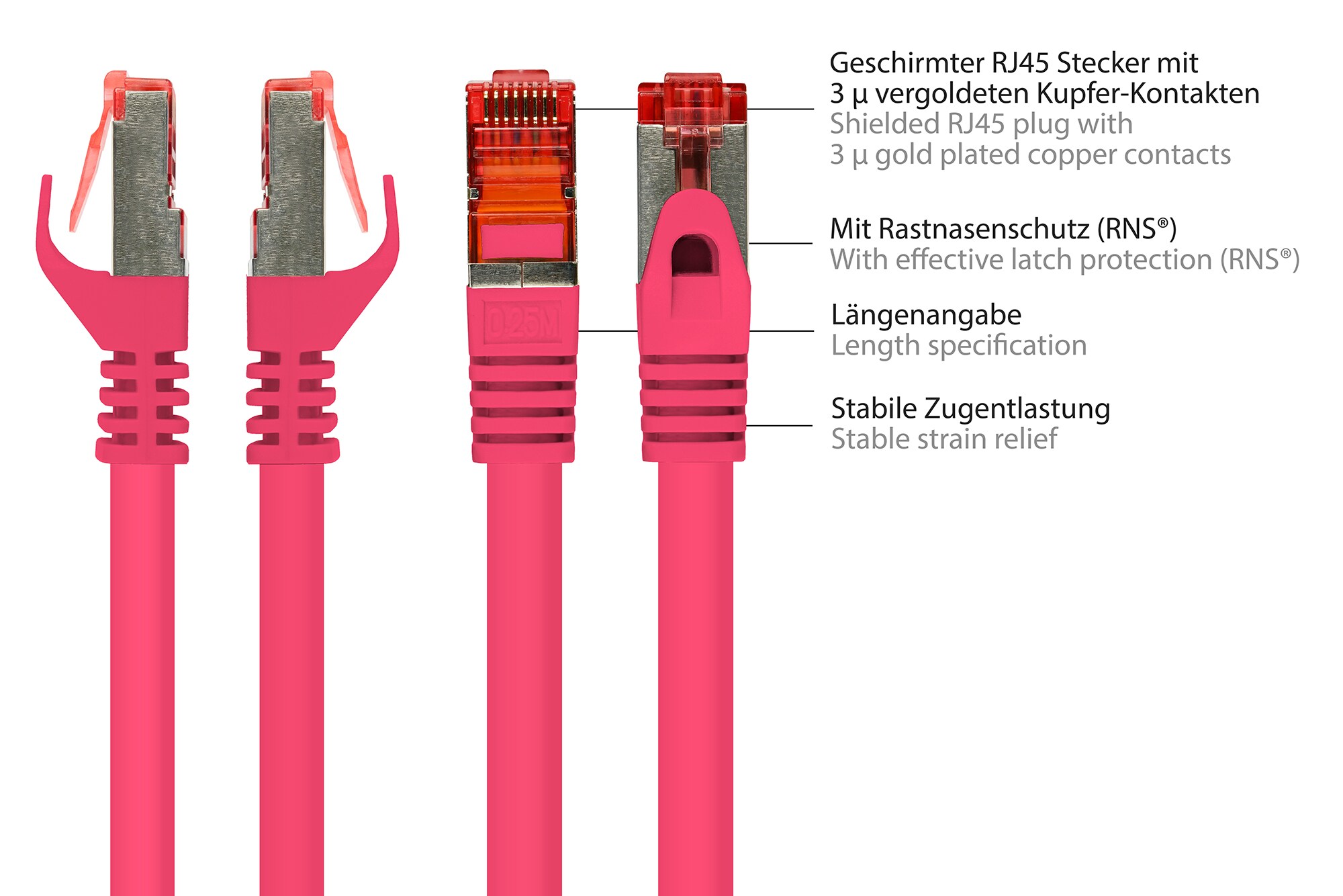 Good Connections 0,15m RNS Patchkabel CAT6 S/FTP PiMF magenta