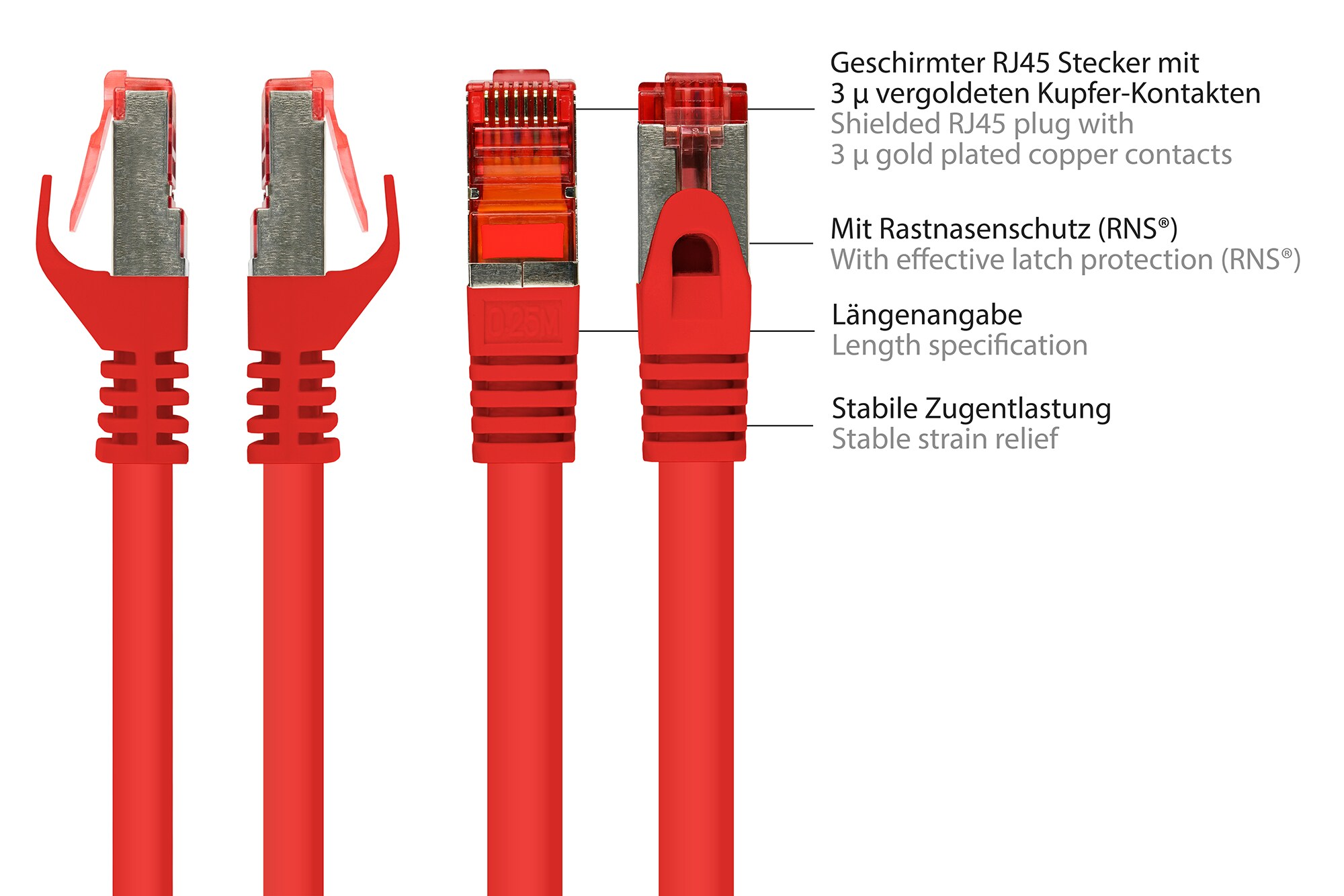 Good Connections 0,15m RNS Patchkabel CAT6 S/FTP PiMF rot