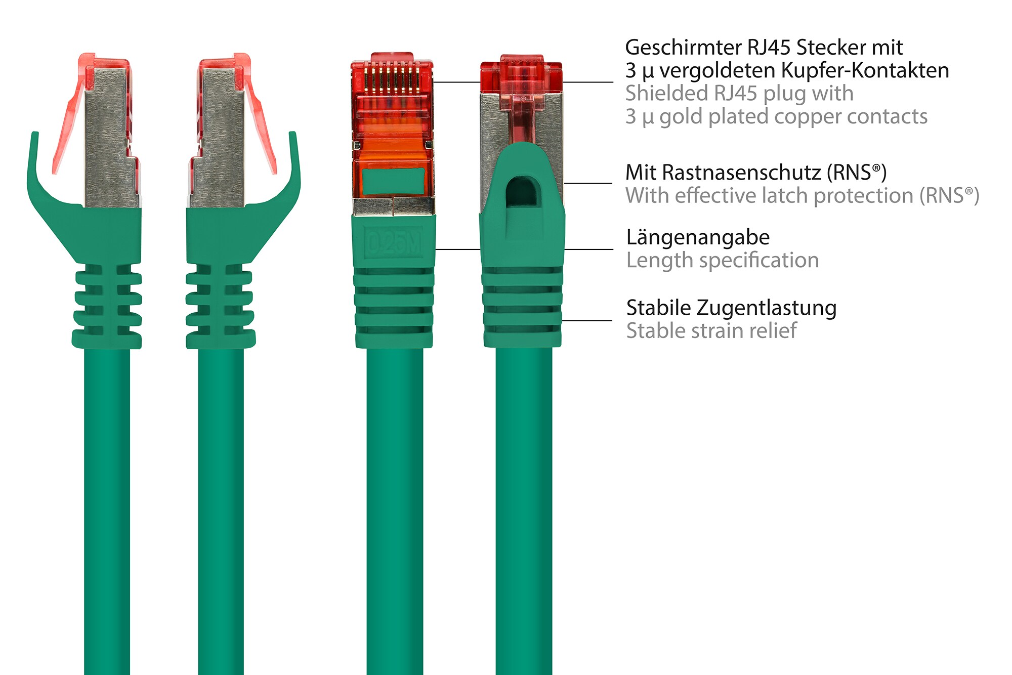 Good Connections 0,25m RNS Patchkabel CAT6 S/FTP PiMF grün