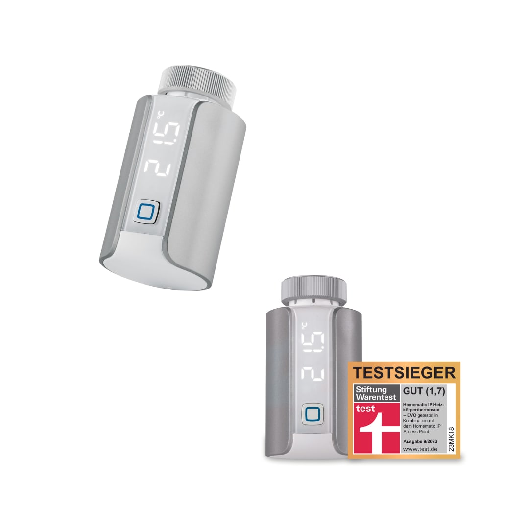 Homematic IP Heizkörperthermostat – Evo silber, 2er Pack