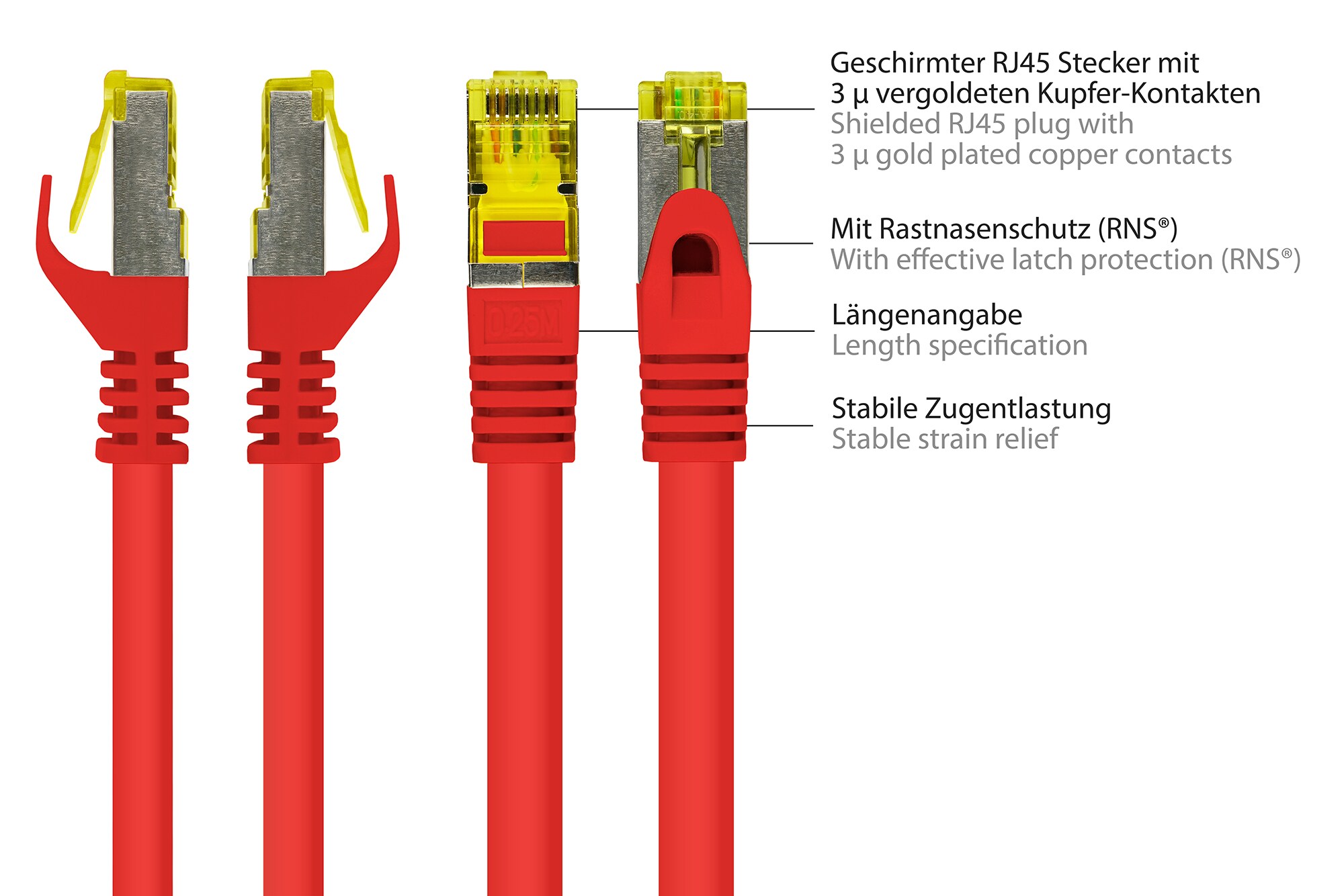 Good Connections Patchkabel mit Cat. 7 Rohkabel S/FTP 0,15m rot