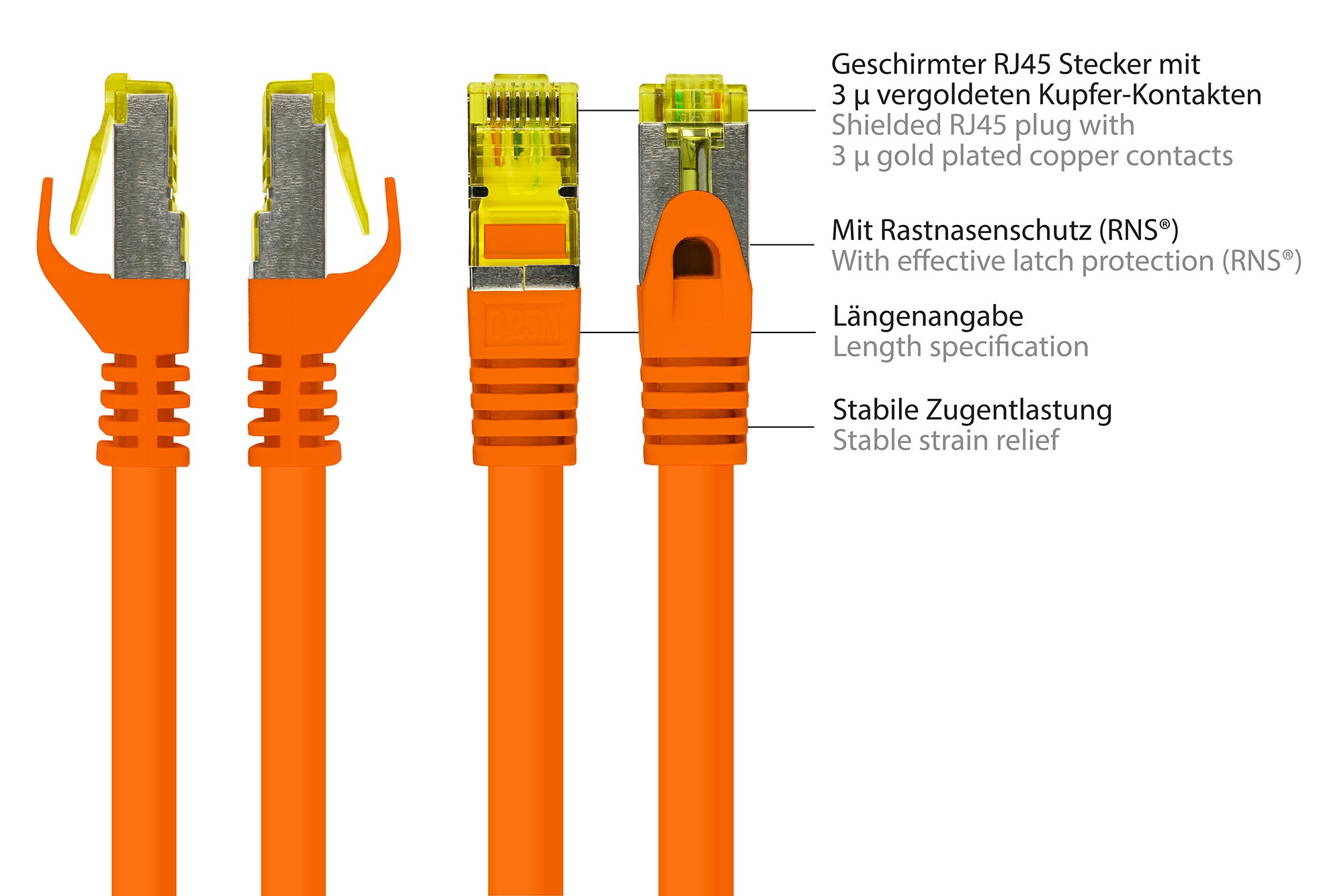 Good Connections Patchkabel mit Cat. 7 Rohkabel S/FTP 1,5m orange