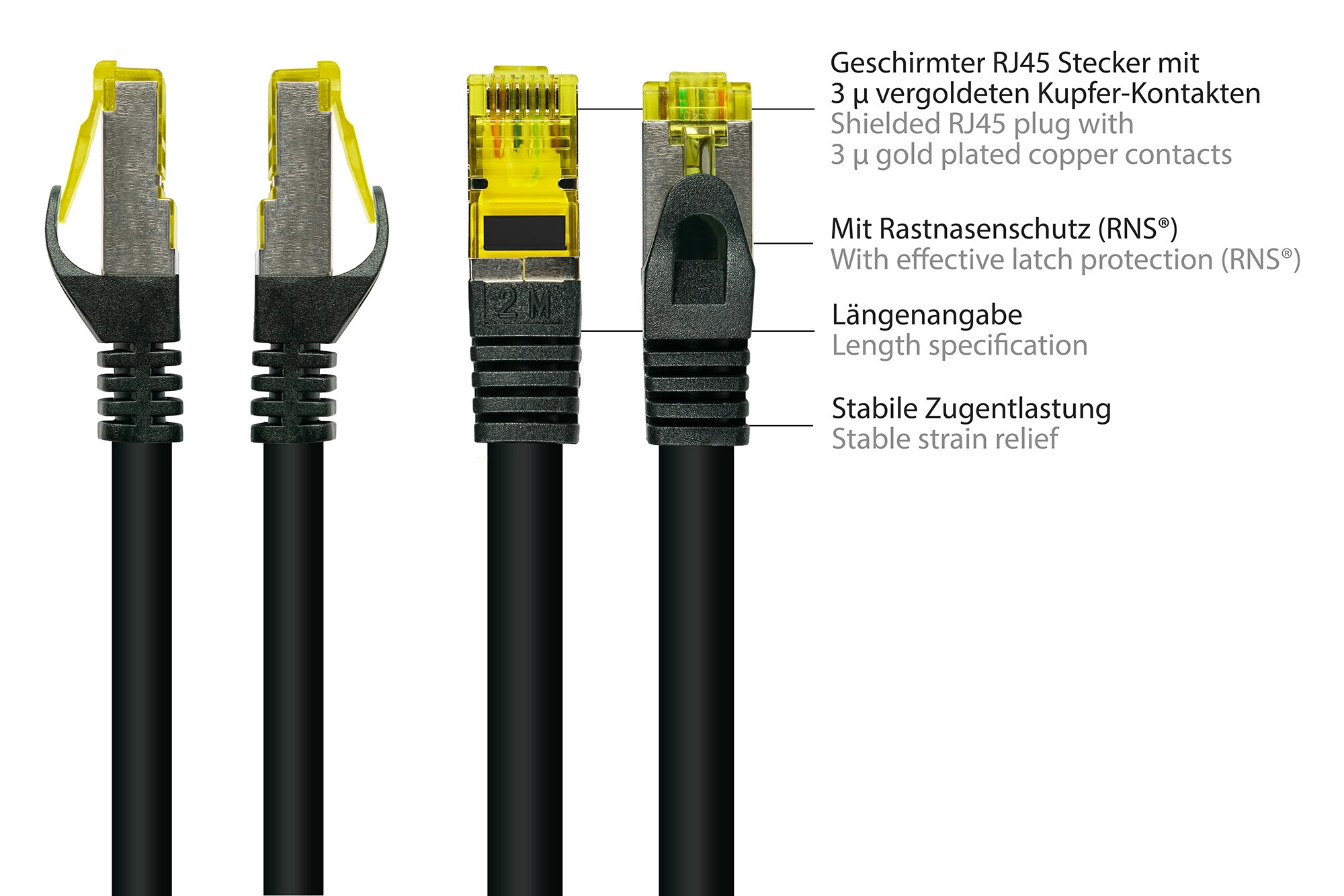 Good Connections Patchkabel mit Cat. 7 Rohkabel S/FTP 7,5m schwarz