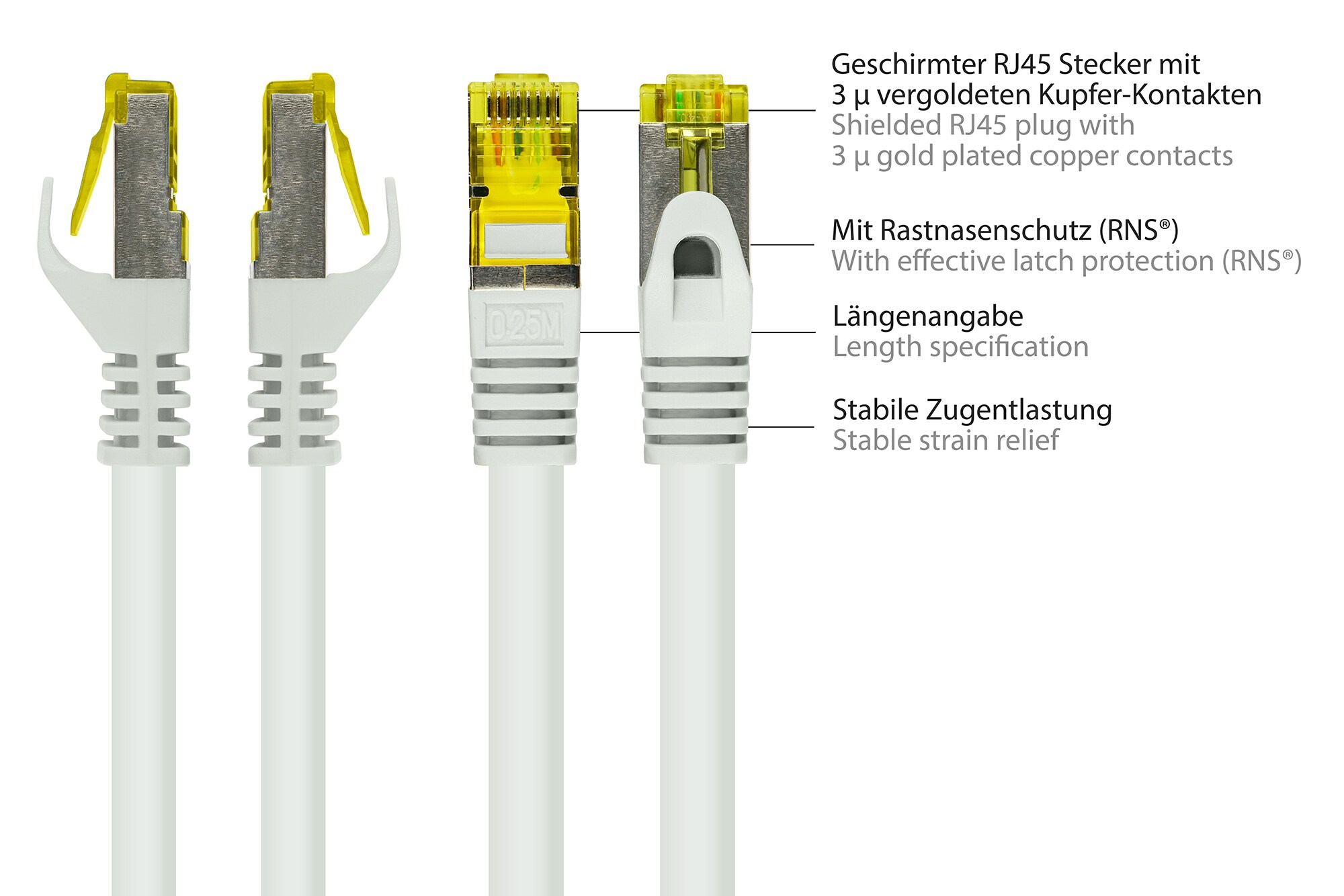 Good Connections Patchkabel mit Cat. 7 Rohkabel S/FTP 100m weiß