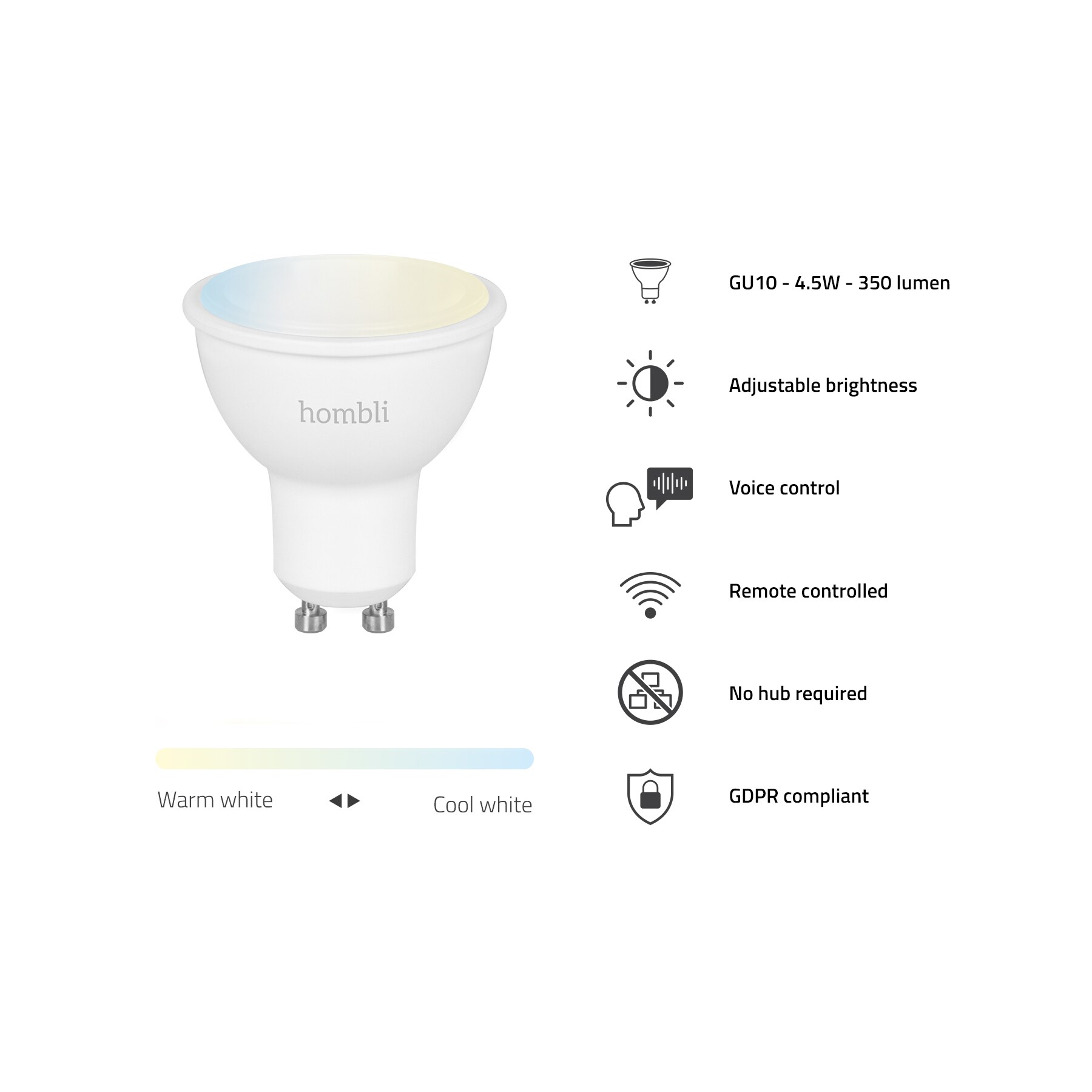 Hombli smarte Glühbirne, 4,5W, CCT, 2er Pack