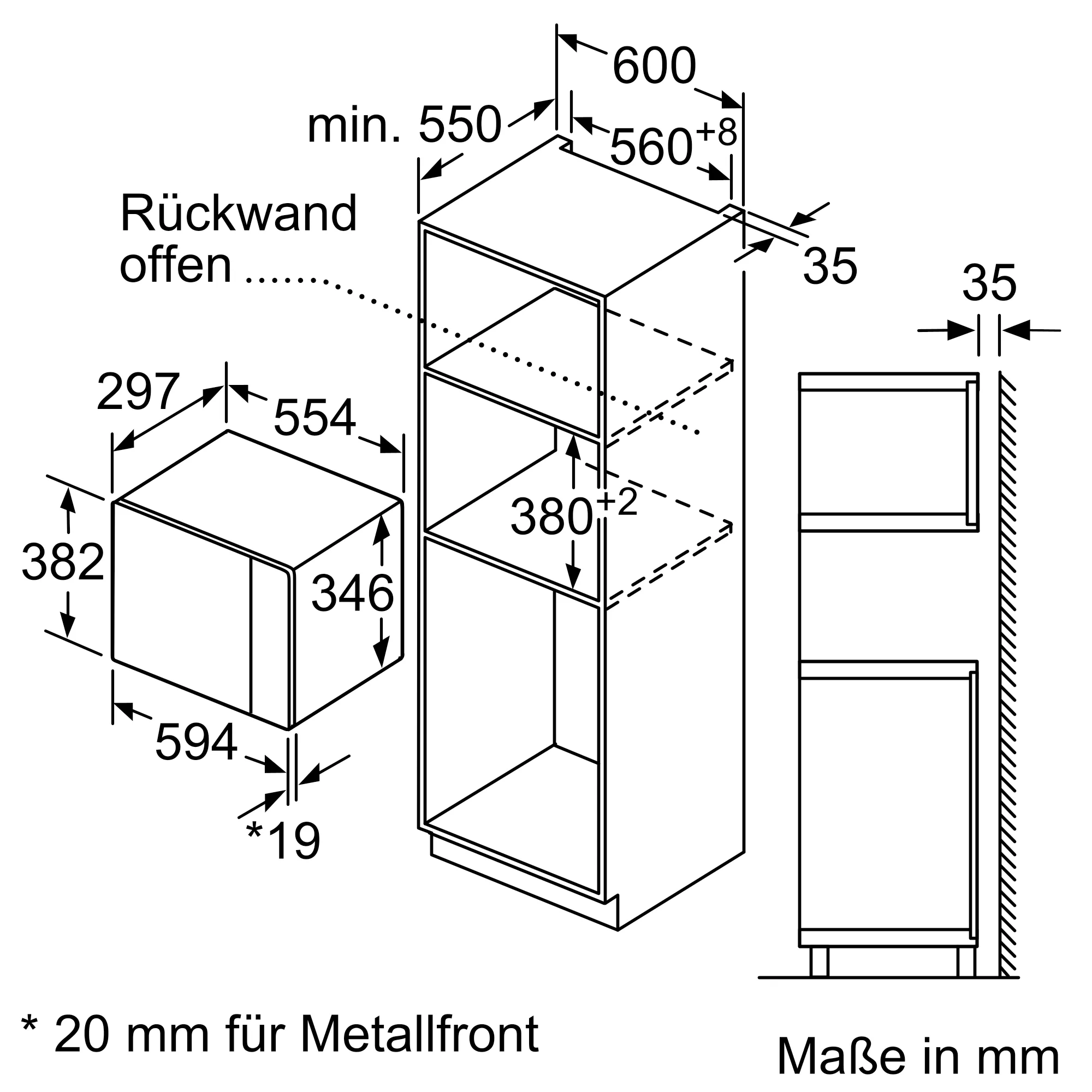 Bosch BFL524MB0 Einbau-Mikrowellengerät Vulkan Schwarz