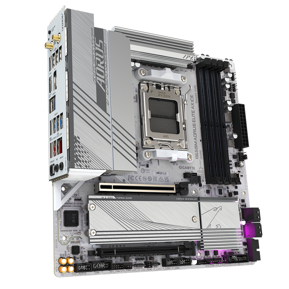 GIGABYTE B650M AORUS ELITE AX ICE mATX Mainboard Sockel AM5 HDMI/DP/USB-C/WIFI6E