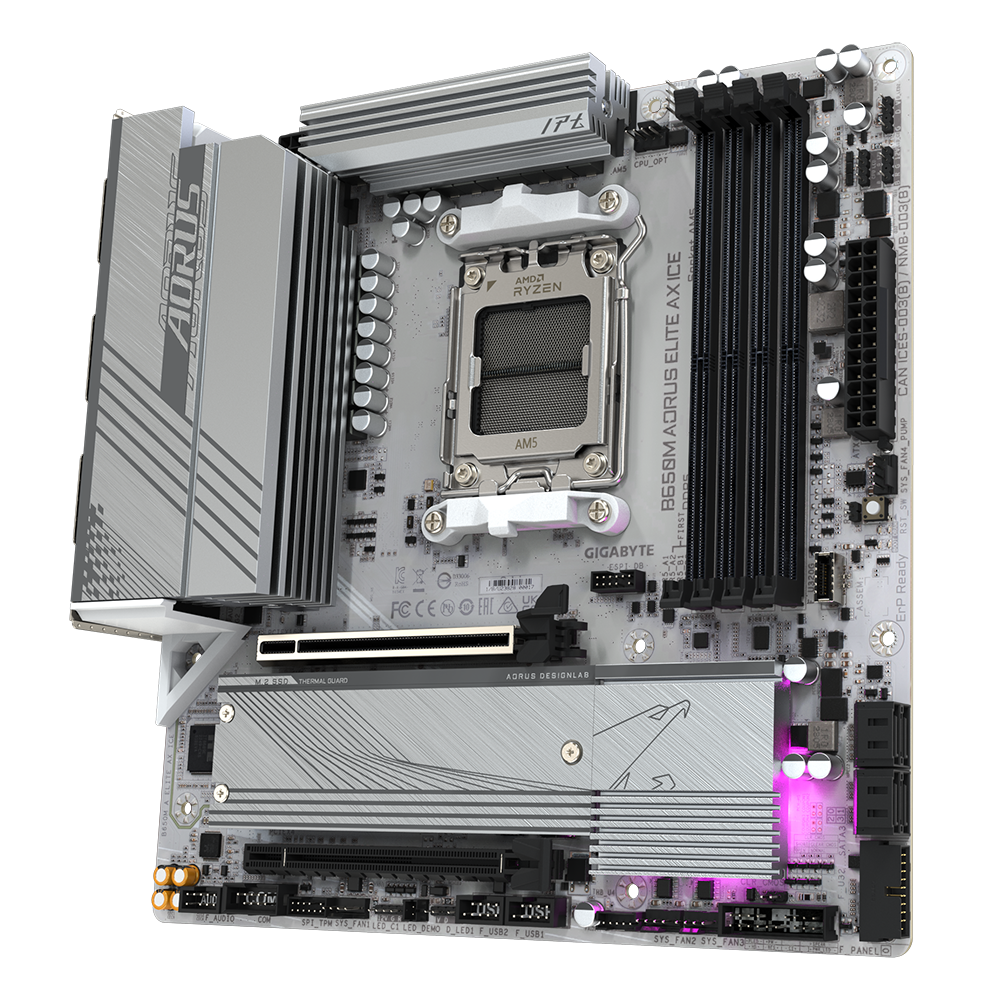 GIGABYTE B650M AORUS ELITE AX ICE mATX Mainboard Sockel AM5 HDMI/DP/USB-C/WIFI6E