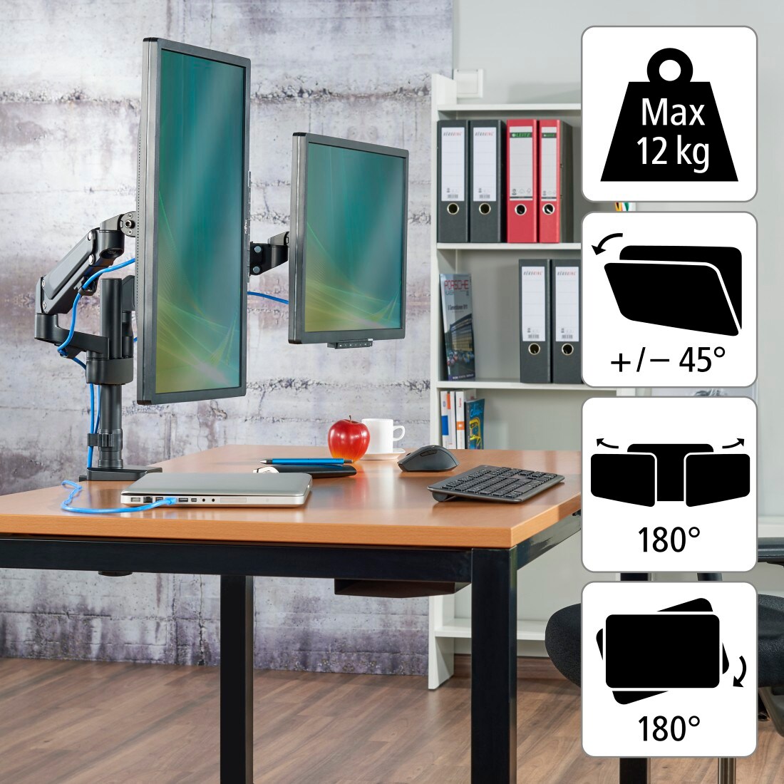 Hama Monitorhalterung mit Gasfeder höhenverstellbar, schwenk-/neigbar 13"-32"