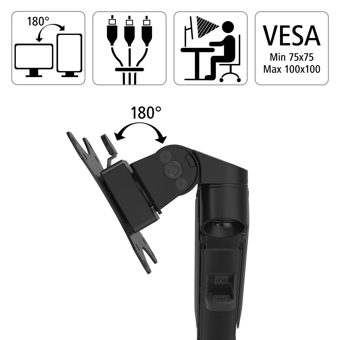 Hama Monitorhalterung mit Gasfeder höhenverstellbar, schwenk-/neigbar 13"-32"