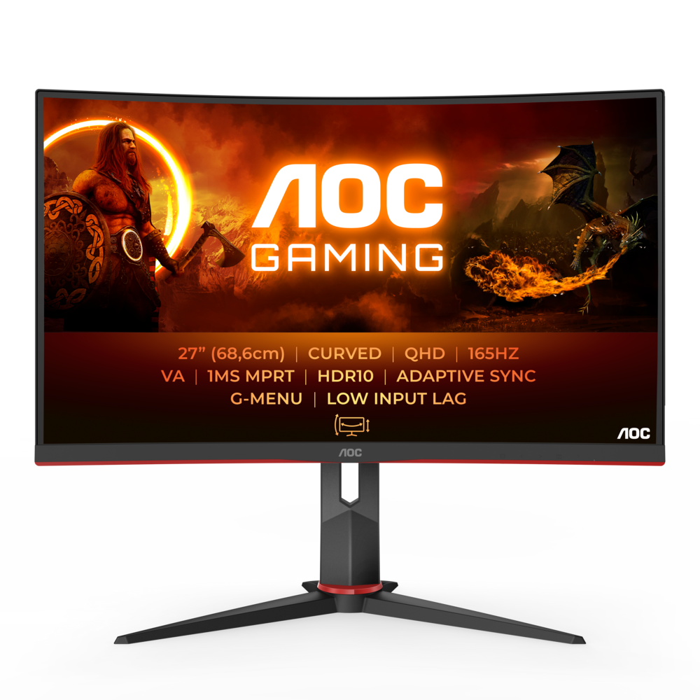 AOC CQ27G2S 68,6cm (27") QHD VA Gaming Monitor Curved 16:9 HDMI/DP 165Hz Sync