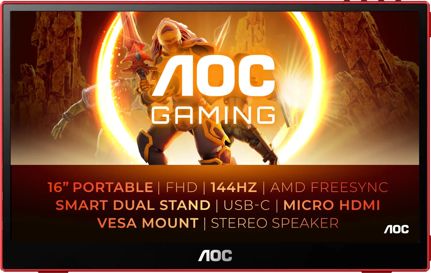 AOC 16G3 39,6cm (15,6") FHD Mobiler Gaming Monitor 16:9 HDMI/mHDMI/USB-C 144Hz