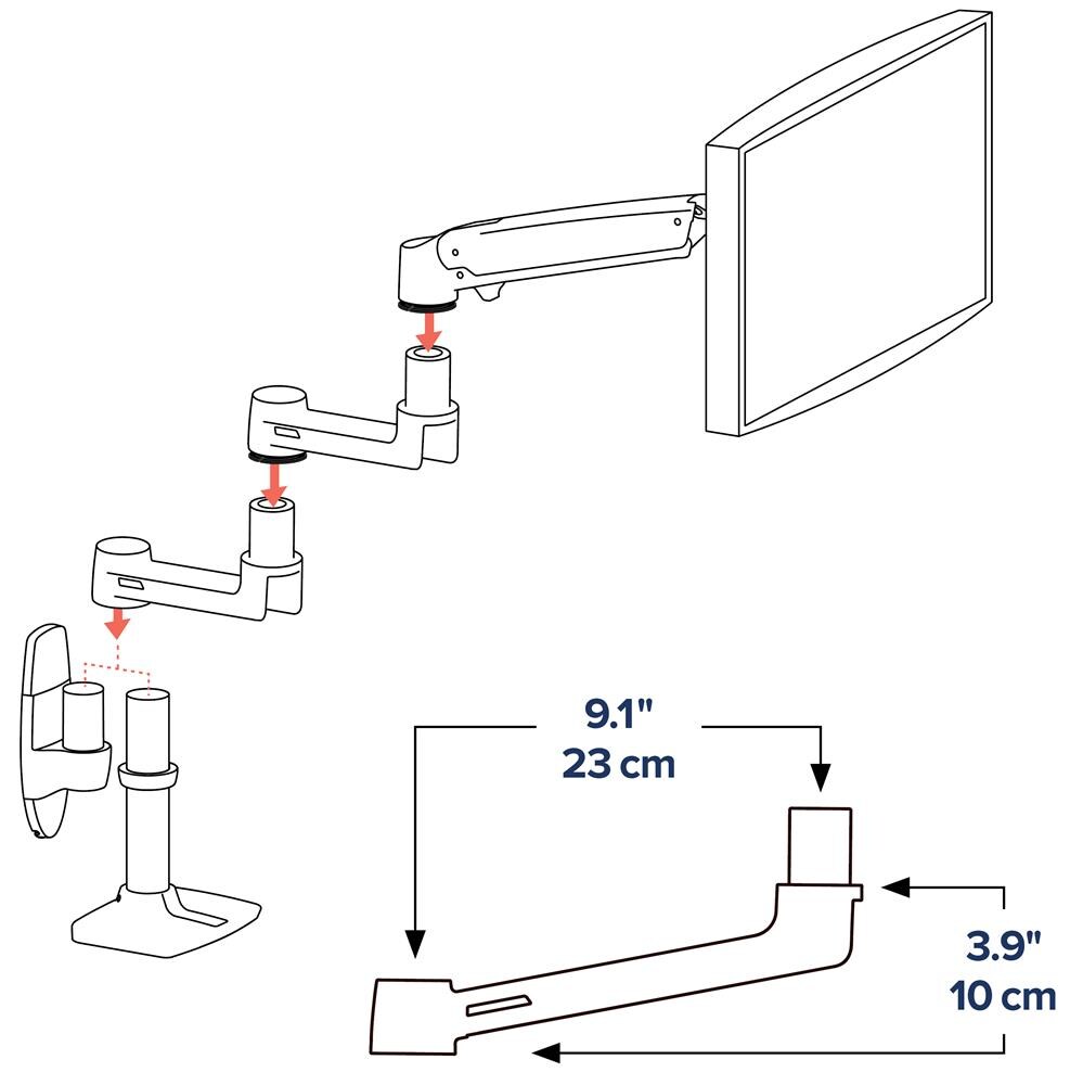 Ergotron LX Verlängerung (schwarz) 23 cm für LX Arm