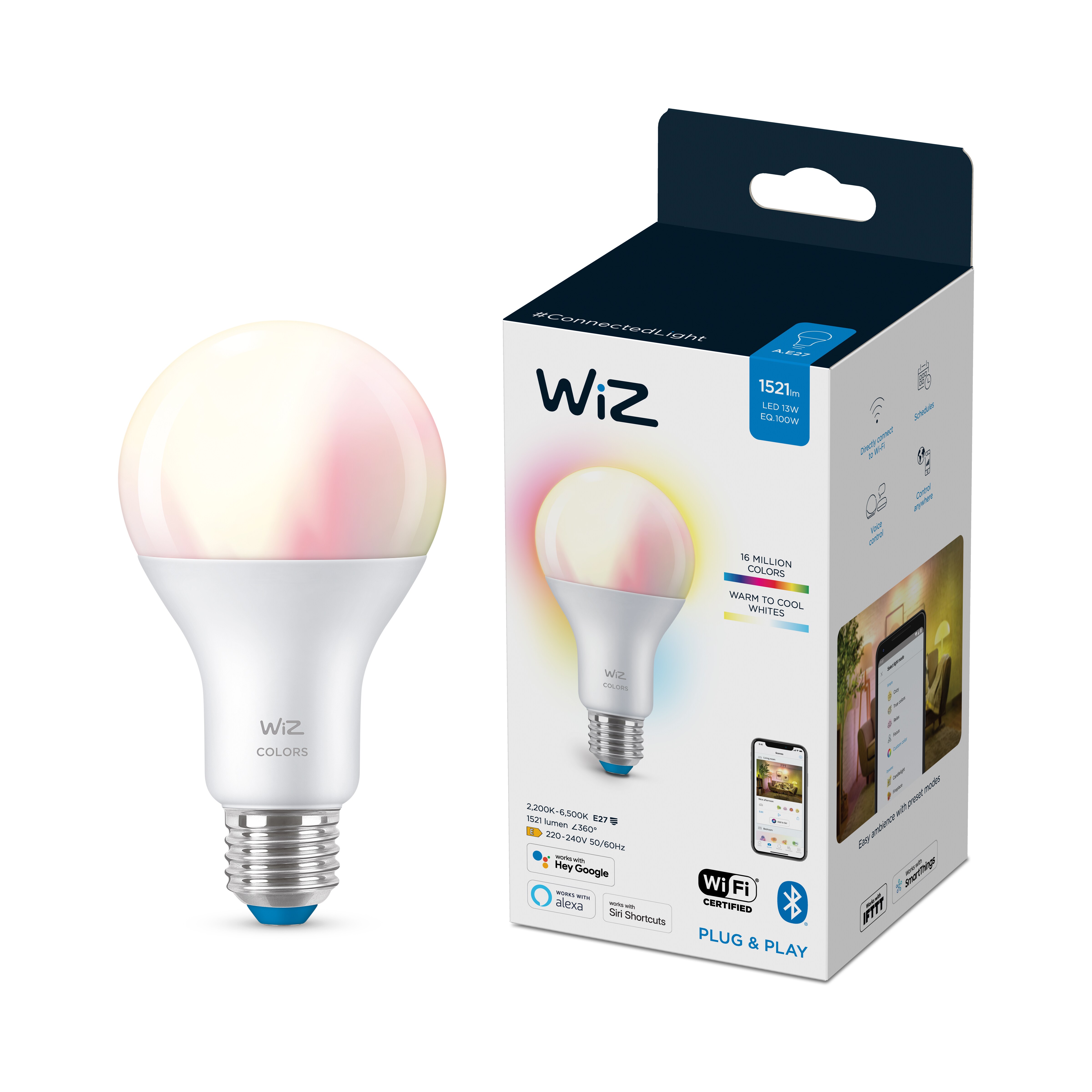 WiZ smarte Lampe mit bis zu 16 Millionen Farbe A67 E27 Wi-Fi