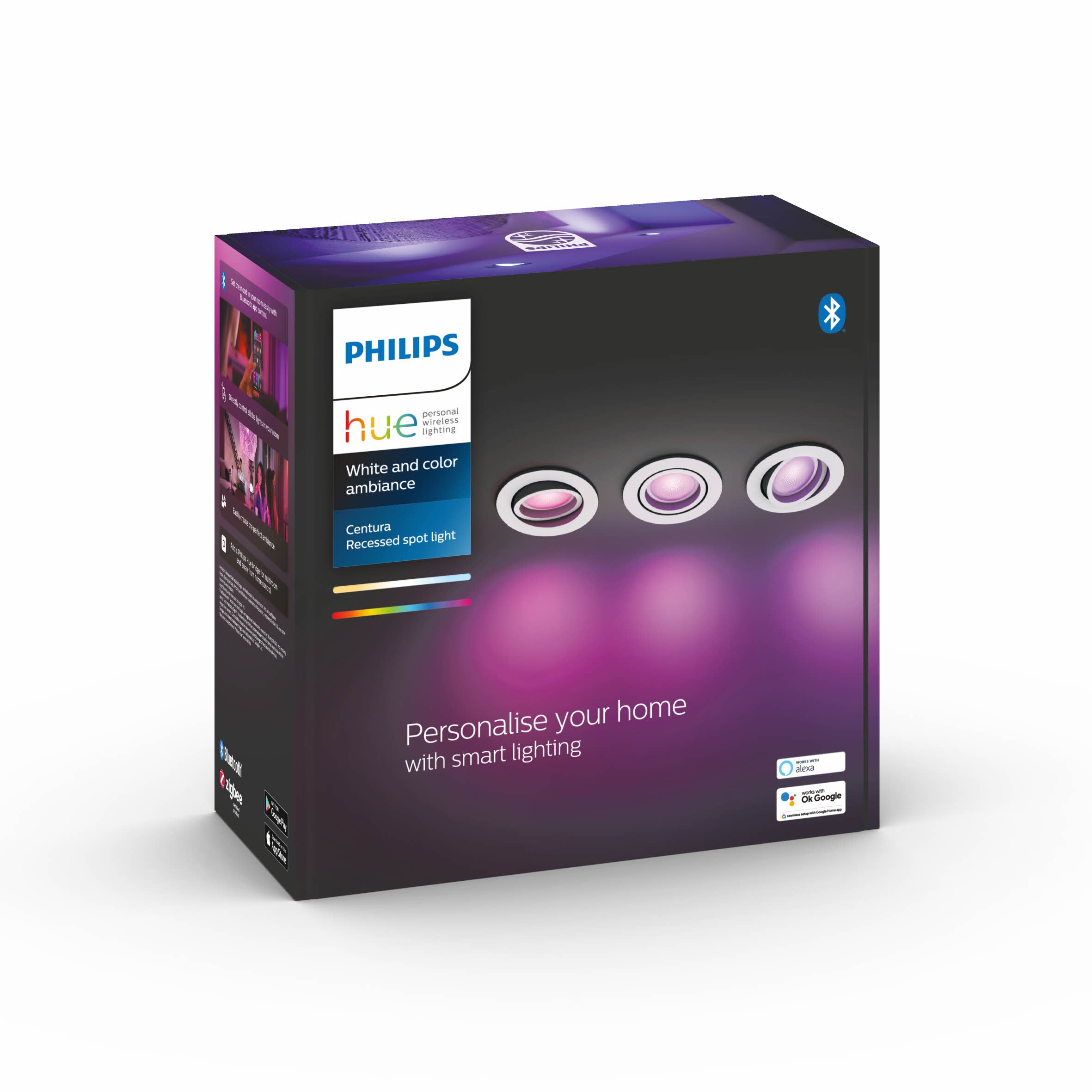 Philips Hue White &amp; Col. Amb. Centura Einbauspot 3 flg. weiß 3x350lm