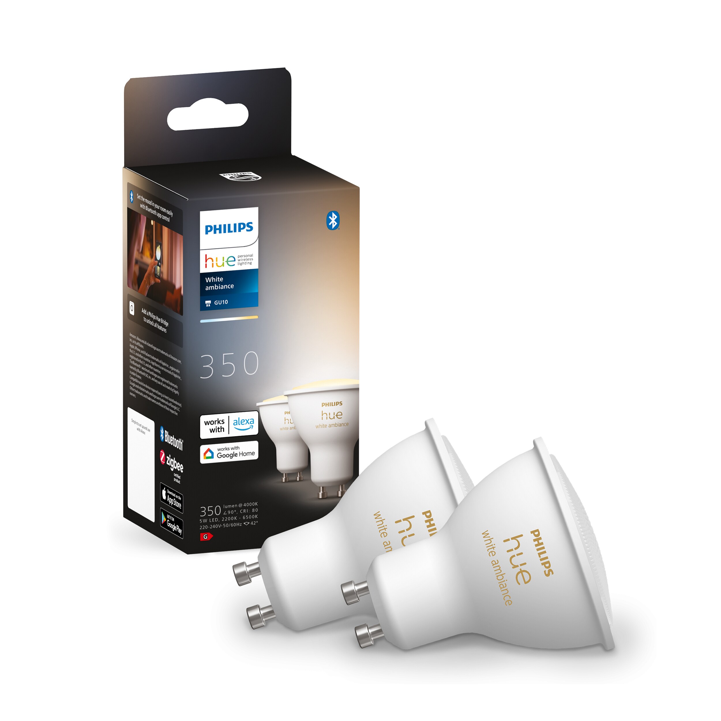 *Philips Hue White Ambiance GU10 Doppelpack 2x350lm