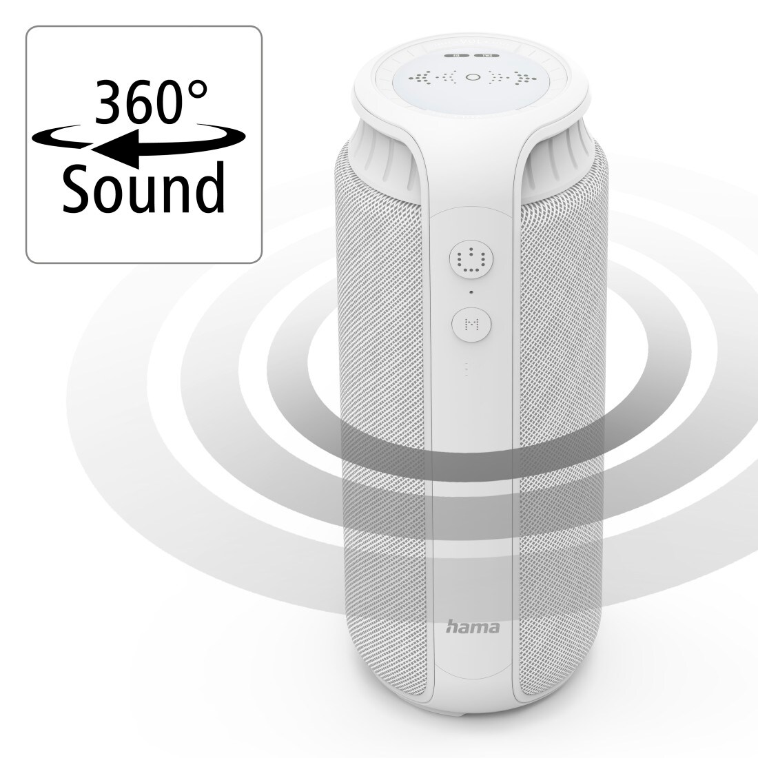 Hama Bluetooth-Lautsprecher Pipe Weiß 24W, 2.0, ++ Cyberport spritzwassergeschützt