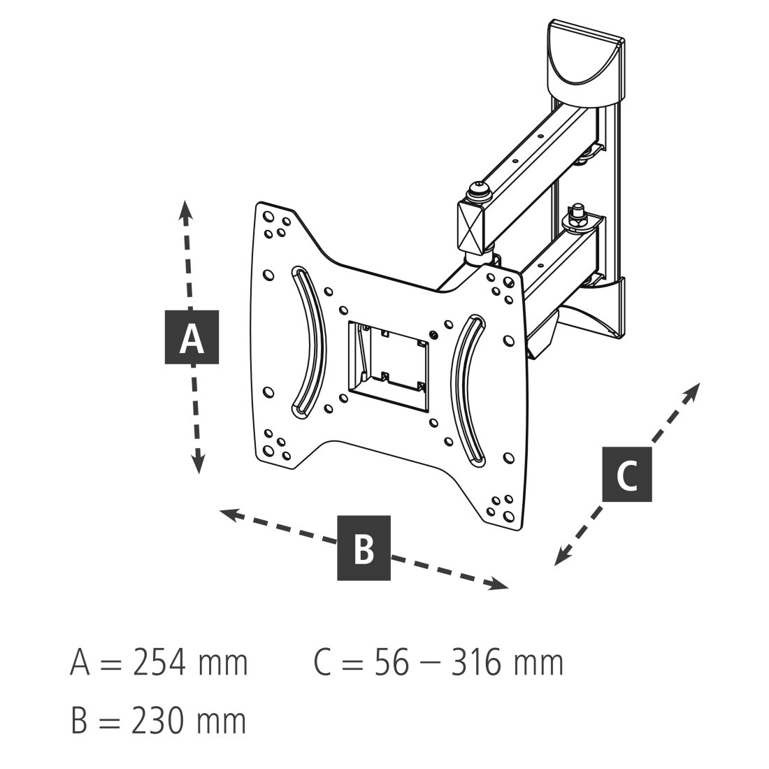 Hama FULLMOTION TV-Wandhalterung 1 Stern L VESA bis 200x200 2 Arm schwarz