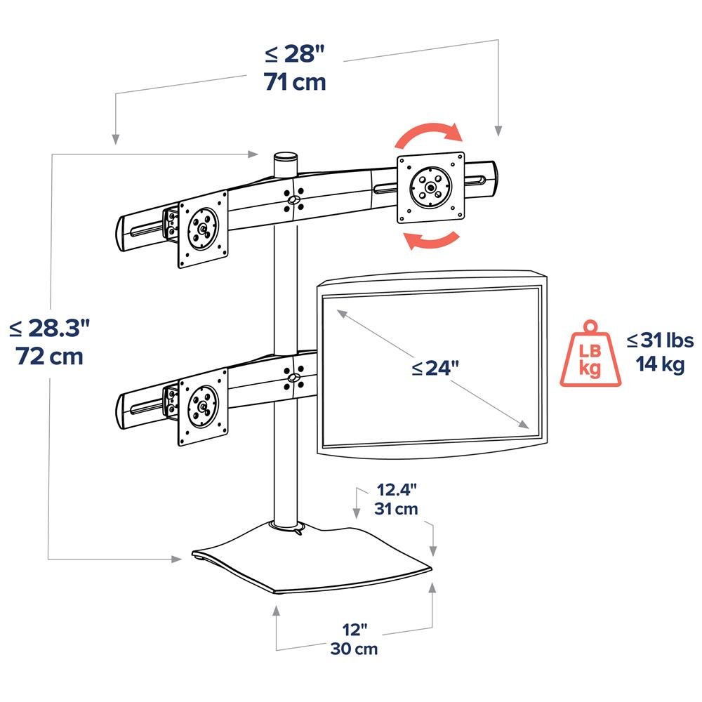 Ergotron DS100 Standfuß vier Monitore