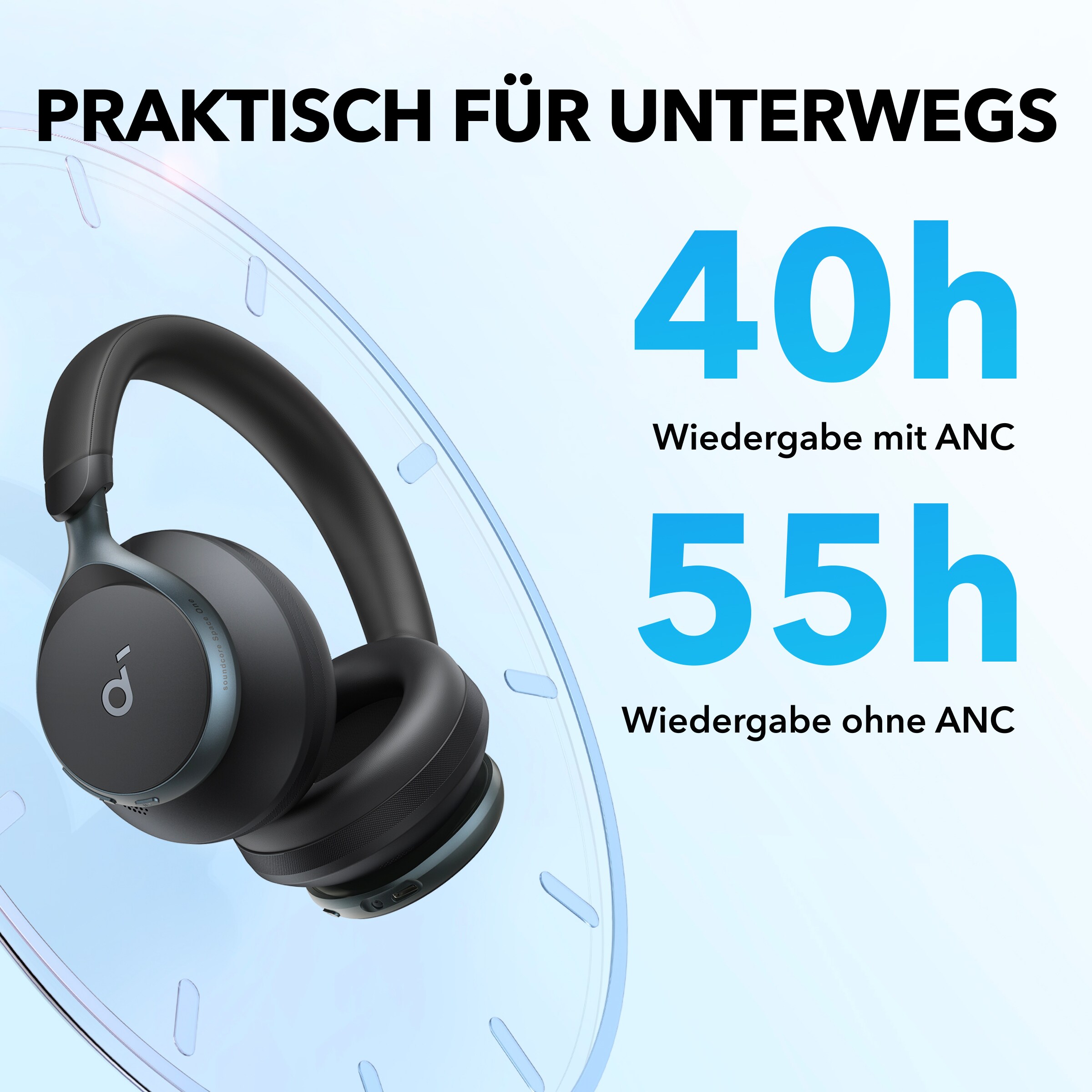 Soundcore by Anker Space One True-Wireless Over-Ear Bluetooth-Kopfhörer schwarz