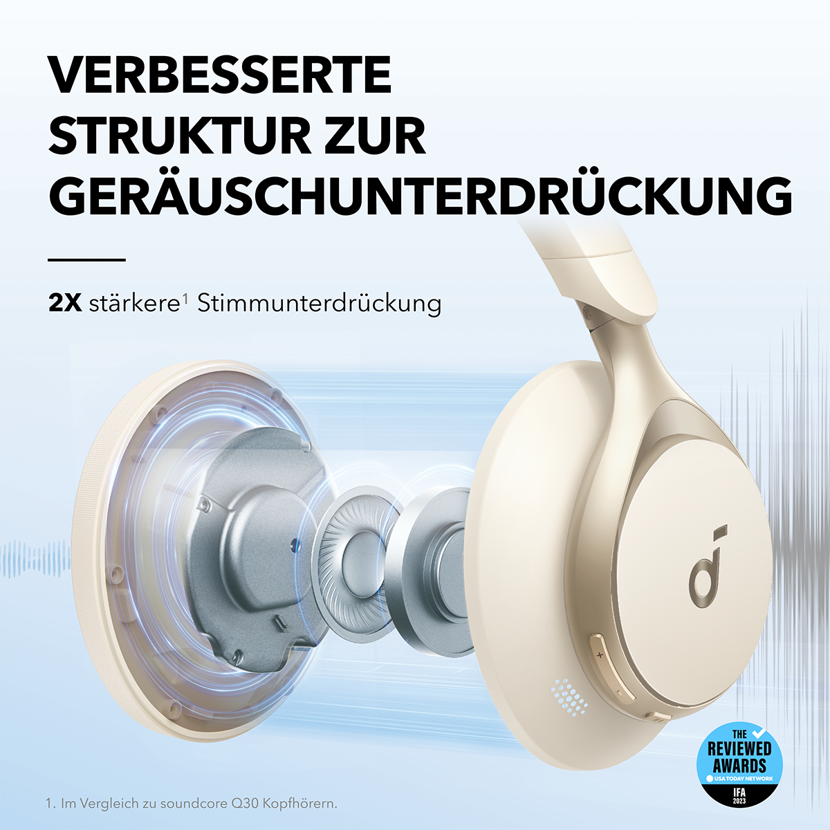 Soundcore by Anker Space One True-Wireless Over-Ear Bluetooth-Kopfhörer weiß