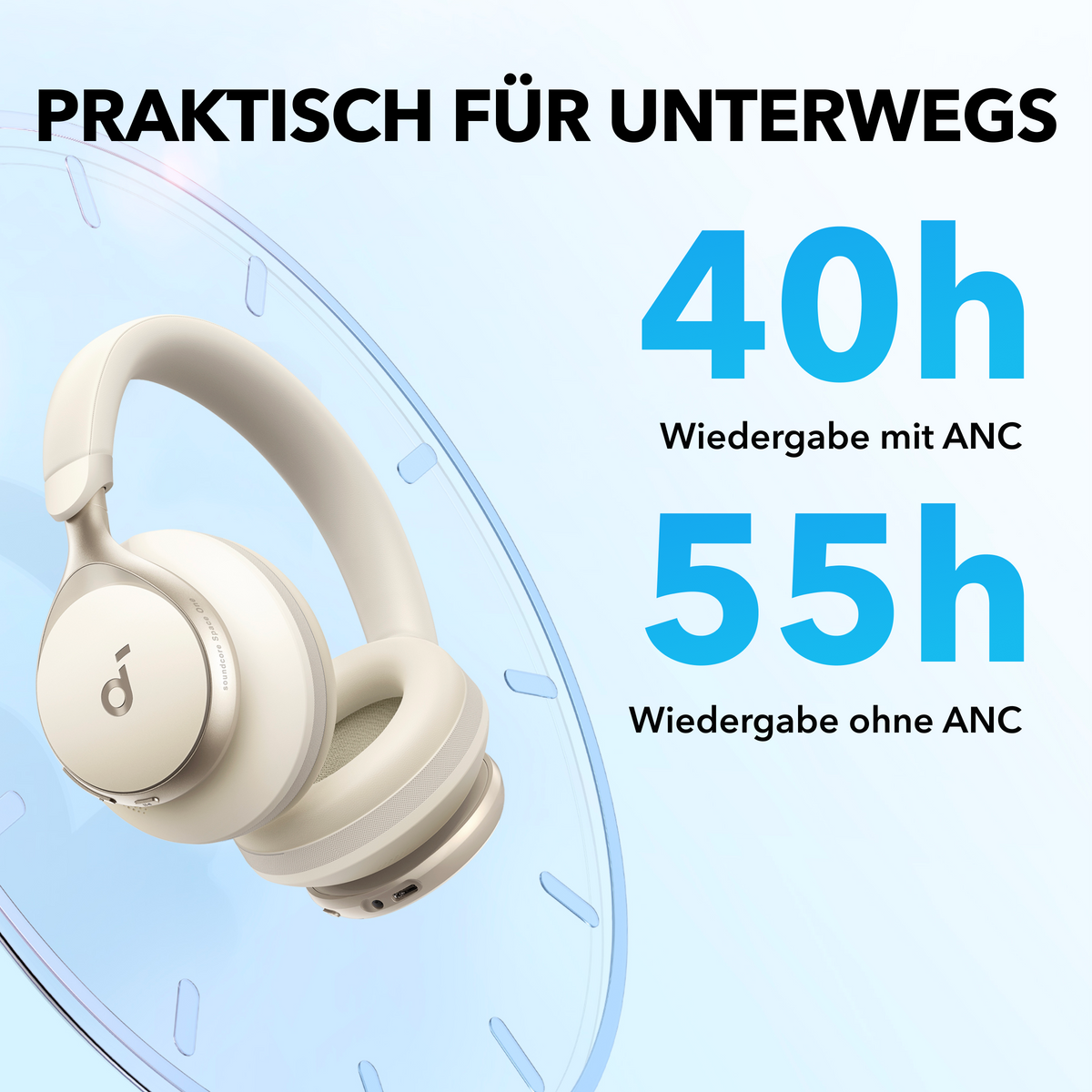 Soundcore by Anker Space One True-Wireless Over-Ear Bluetooth-Kopfhörer weiß